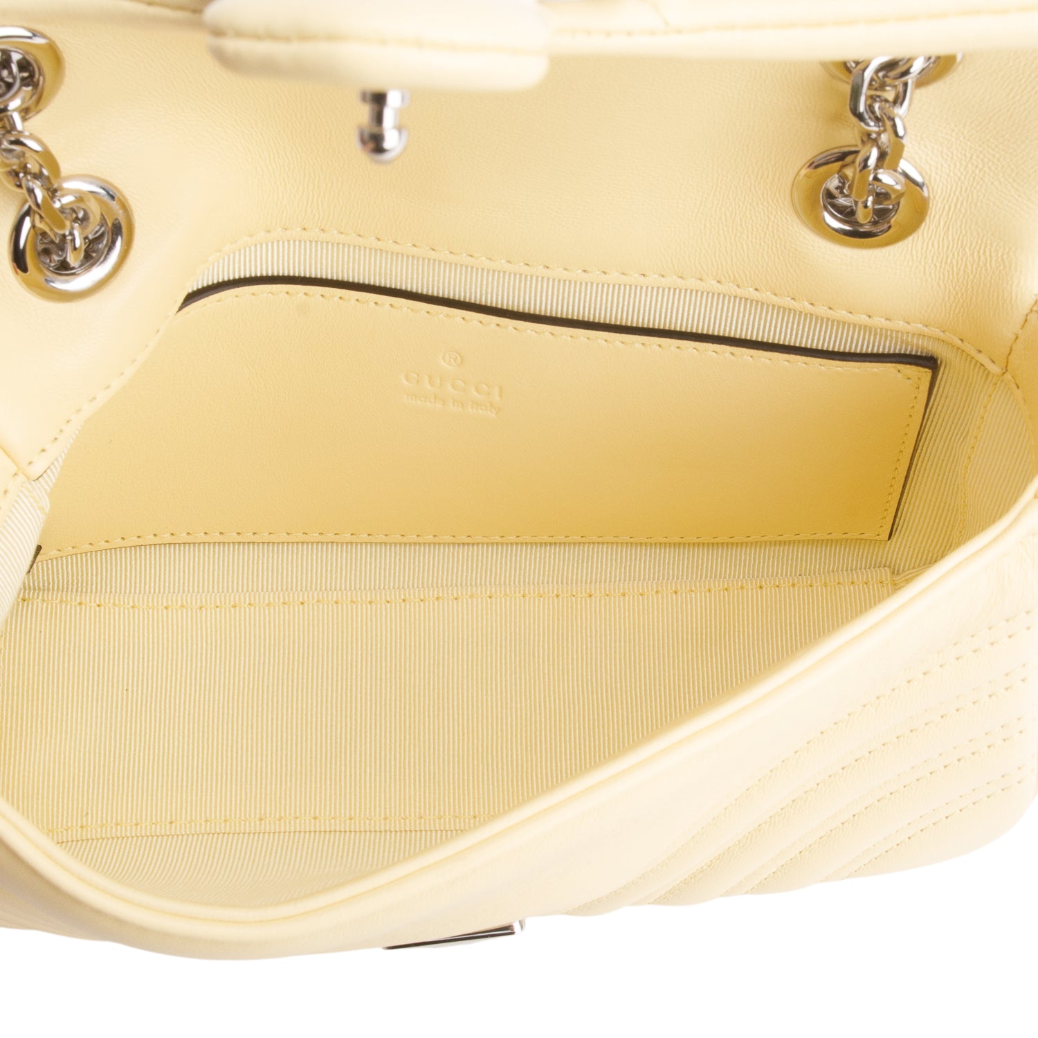 Gucci Yellow Leather GG Marmont Small Shoulder Bag w/ Box