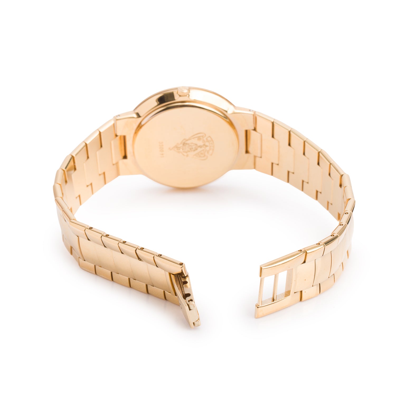 Gucci Gold Plated Stainless Steel 3300 Series 33 MM Watch Black Diamond Dial w/ Box