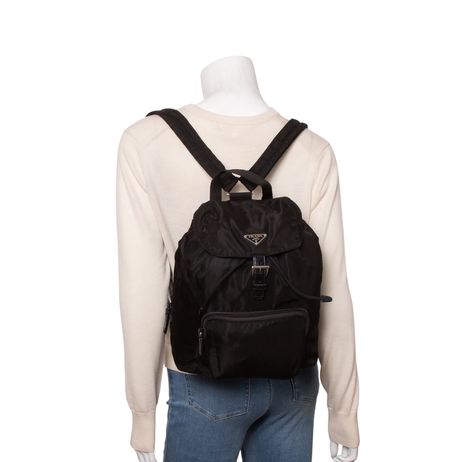 Prada Black Tessuto Nylon Vela Cinch Backpack