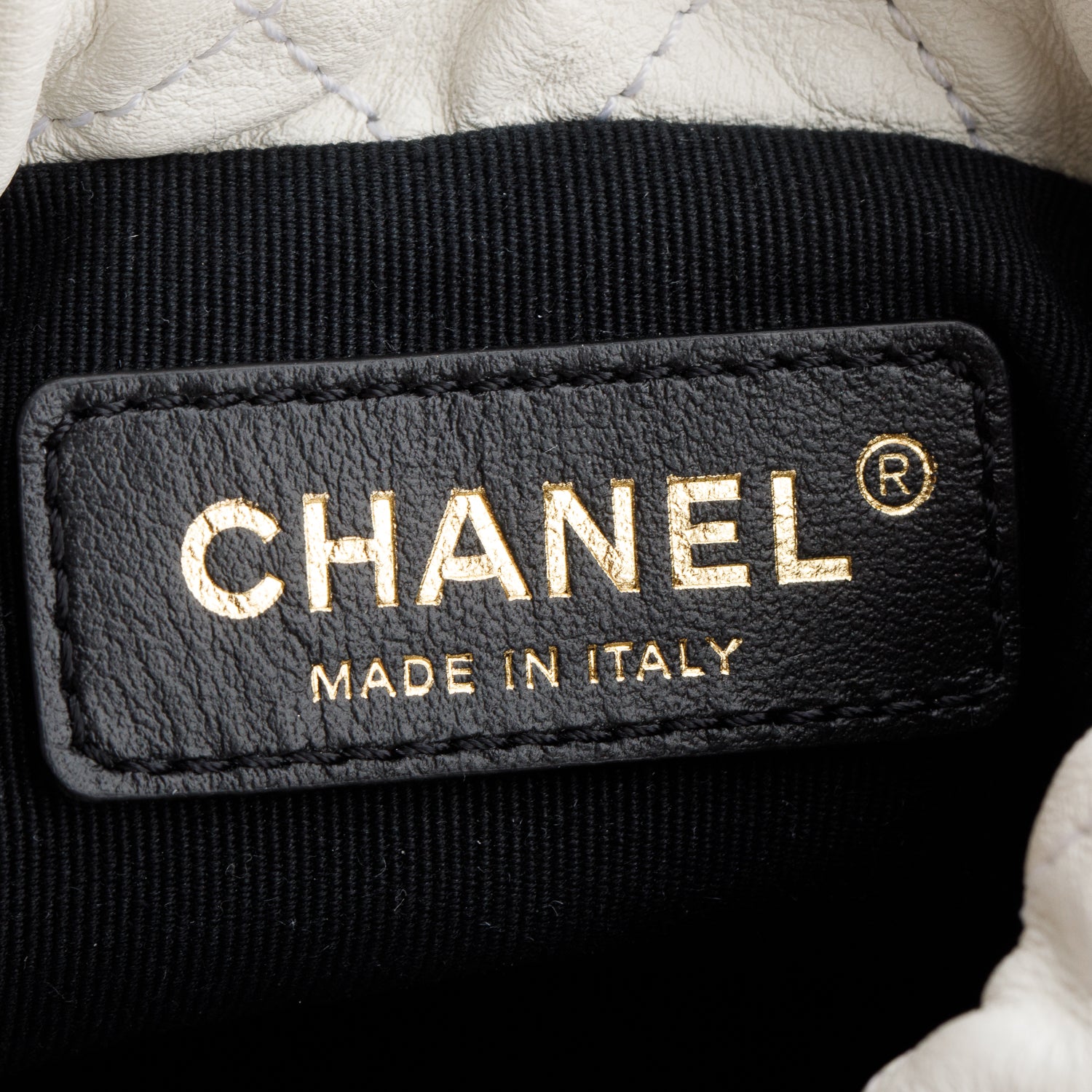 Chanel 2021 White Calfskin Quilted Mini About Pearls Drawstring Bucket Bag w/ Box, Authenticity Card & Receipt