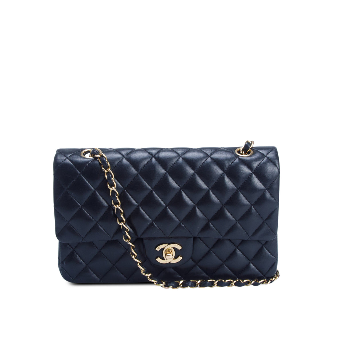 Chanel Black Quilted Lambskin Leather Classic Medium Double Flap Bag
