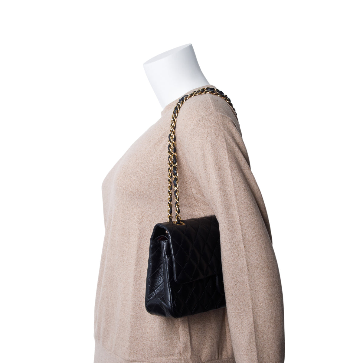Chanel Black Quilted Lambskin Leather Classic Medium Double Flap Bag