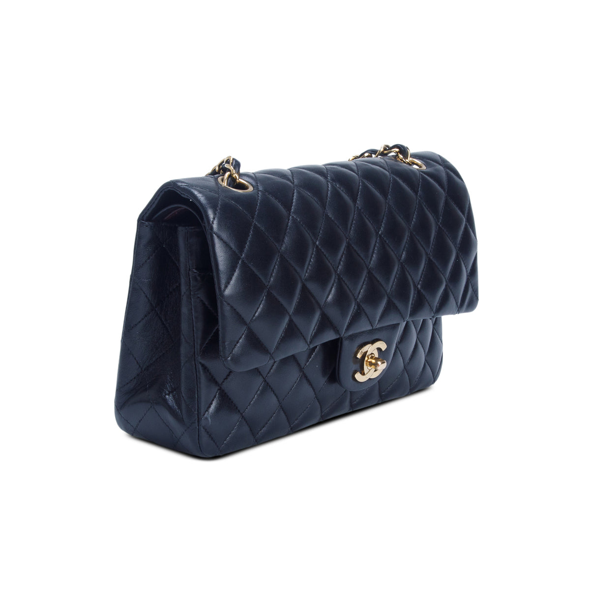Chanel Black Quilted Lambskin Leather Classic Medium Double Flap Bag