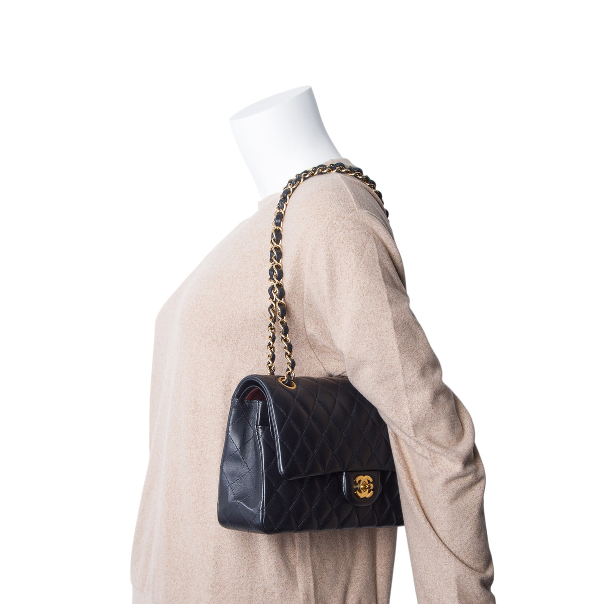 Chanel Black Quilted Lambskin Leather Classic Medium Double Flap Bag w/ Box & Authenticity Card