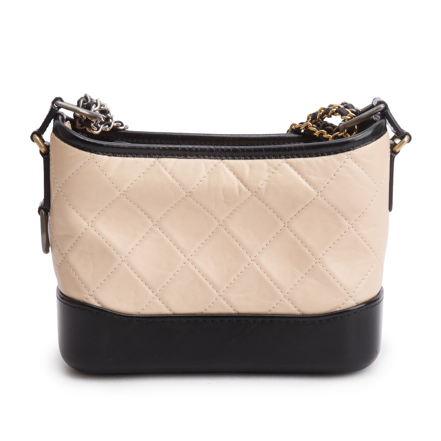 Chanel 2020 Black & Beige Aged Calfskin Leather Small Gabrielle Hobo