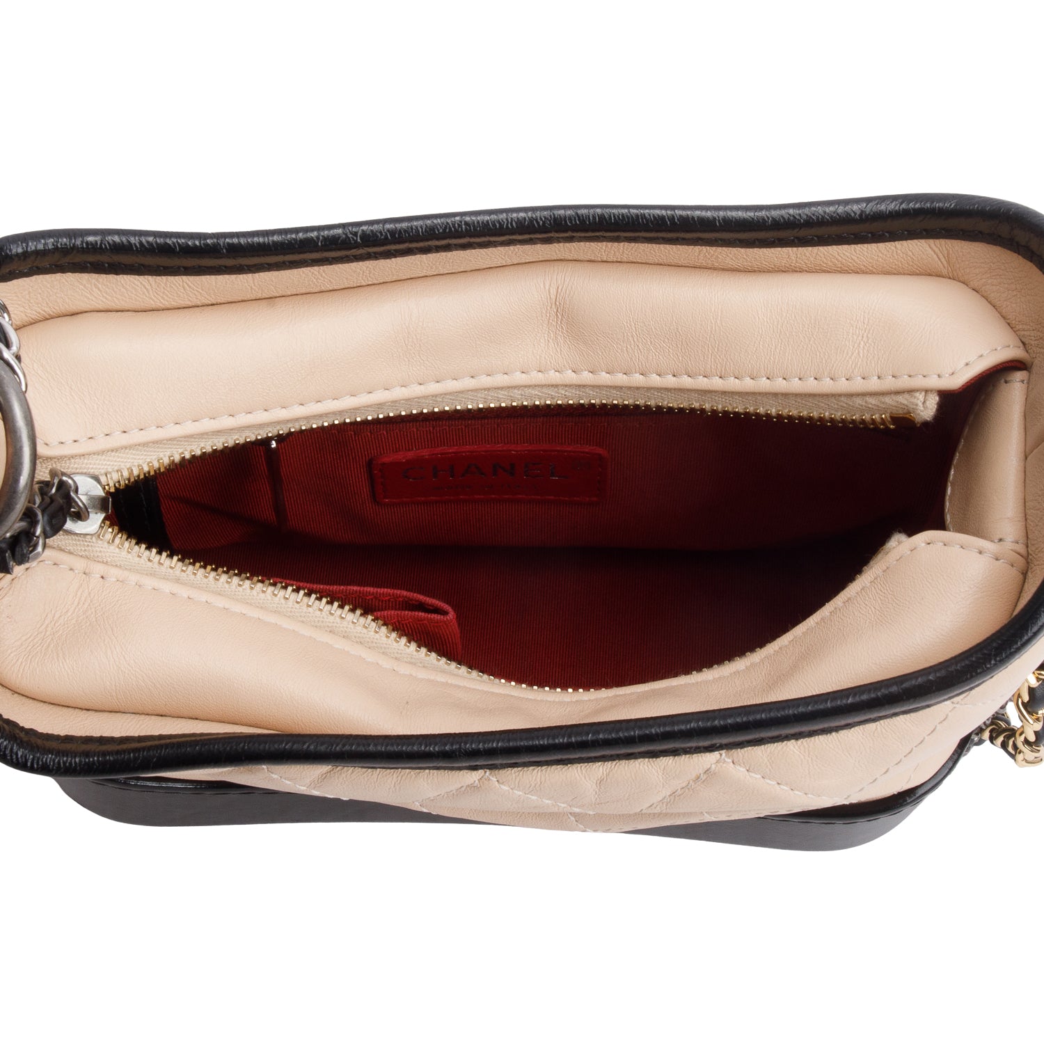 Chanel 2020 Black & Beige Aged Calfskin Leather Small Gabrielle Hobo