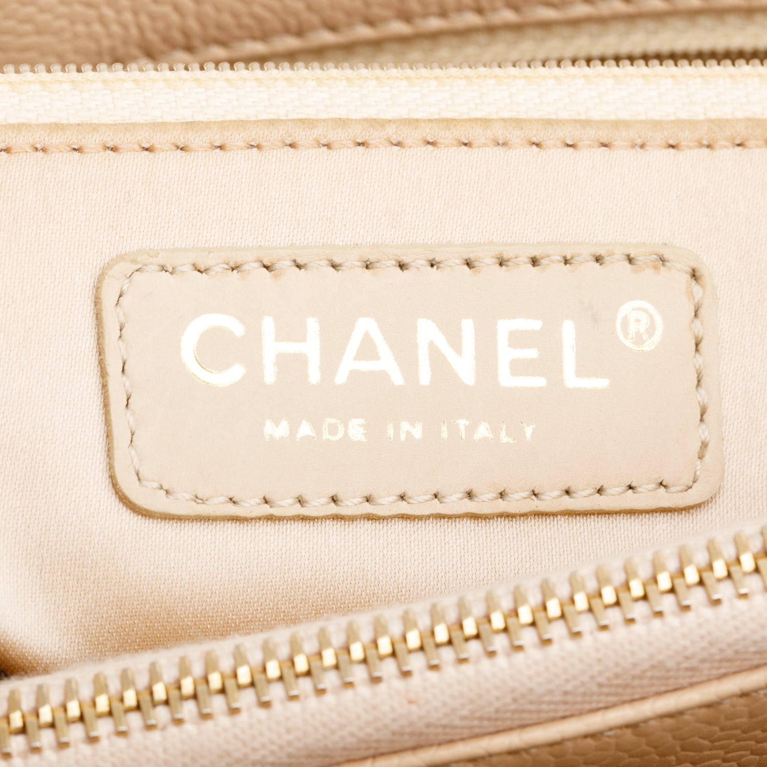 Chanel Beige Caviar Leather Grand Shopping Tote (GST) w/ Authenticity Card