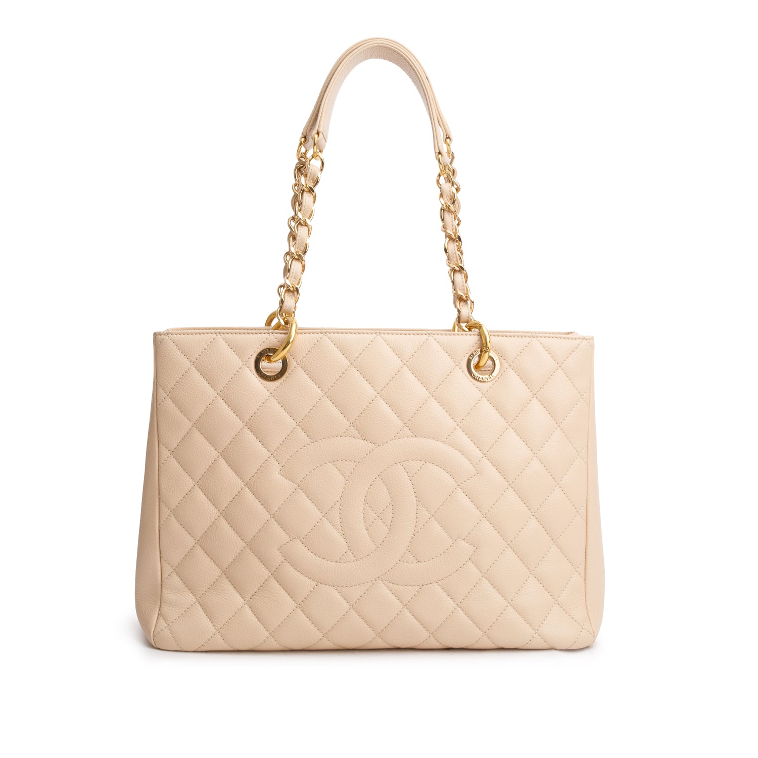 Chanel Beige Caviar Leather Grand Shopping Tote (GST) w/ Authenticity Card