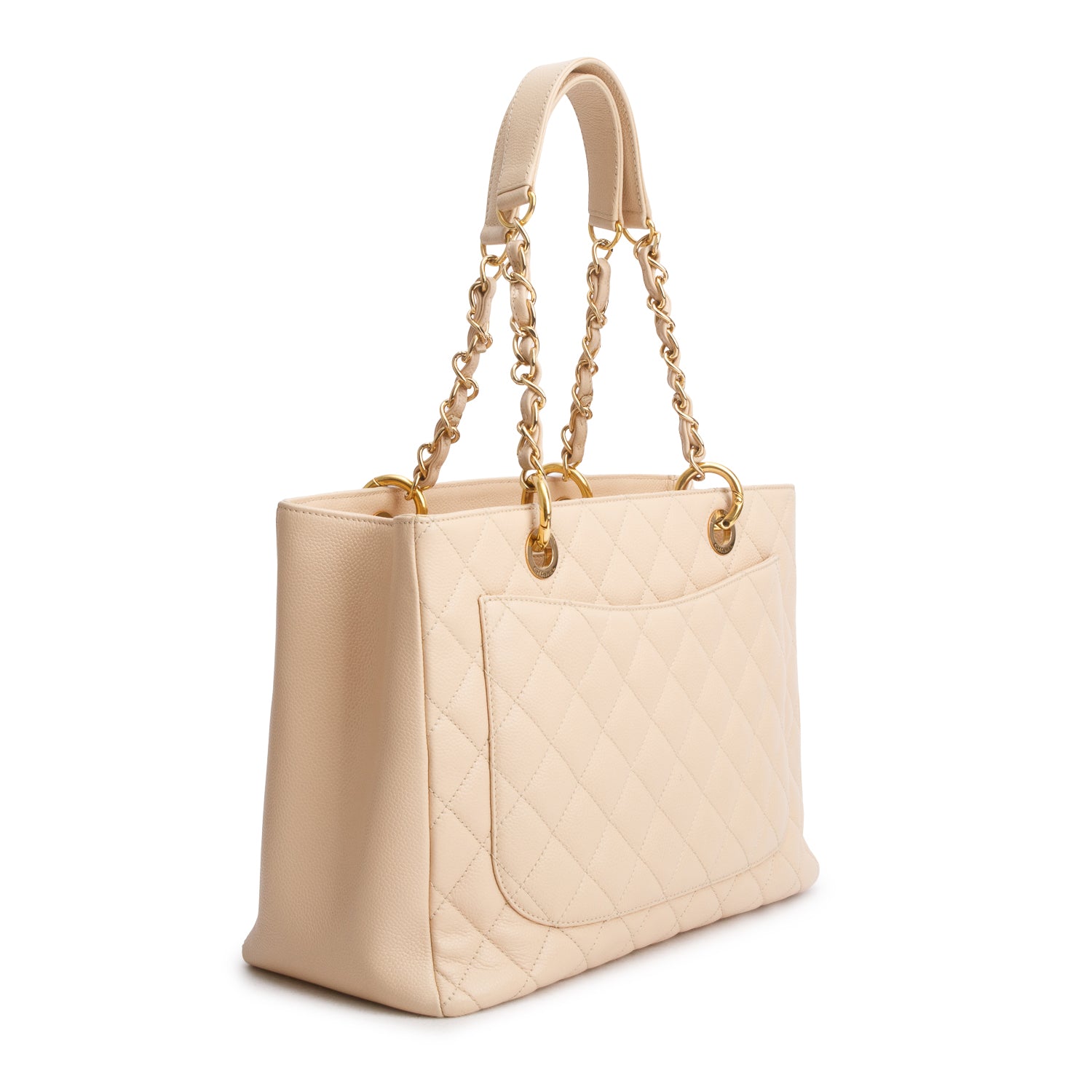 Chanel Beige Caviar Leather Grand Shopping Tote (GST) w/ Authenticity Card