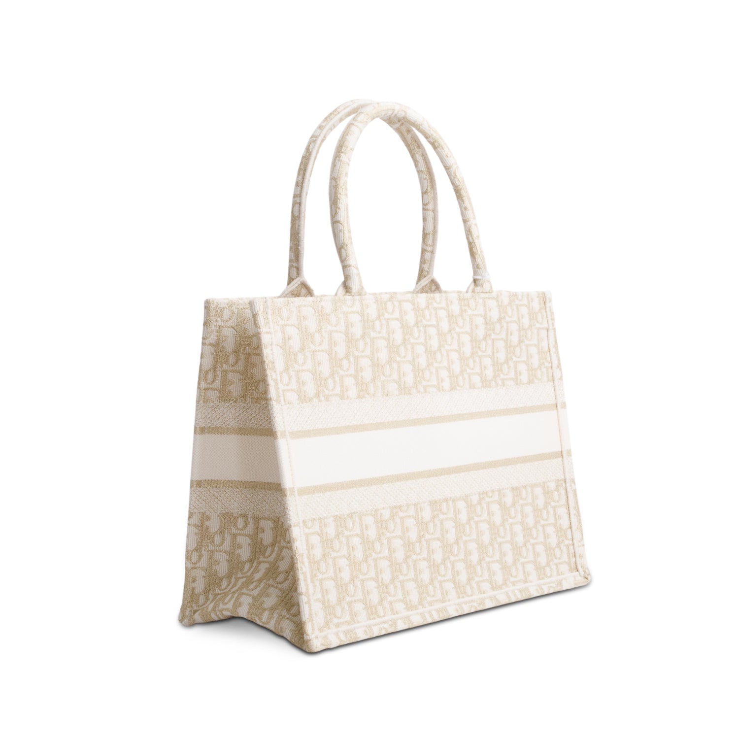 Christian Dior 2023 Gold Oblique Embroidery Medium Book Tote
