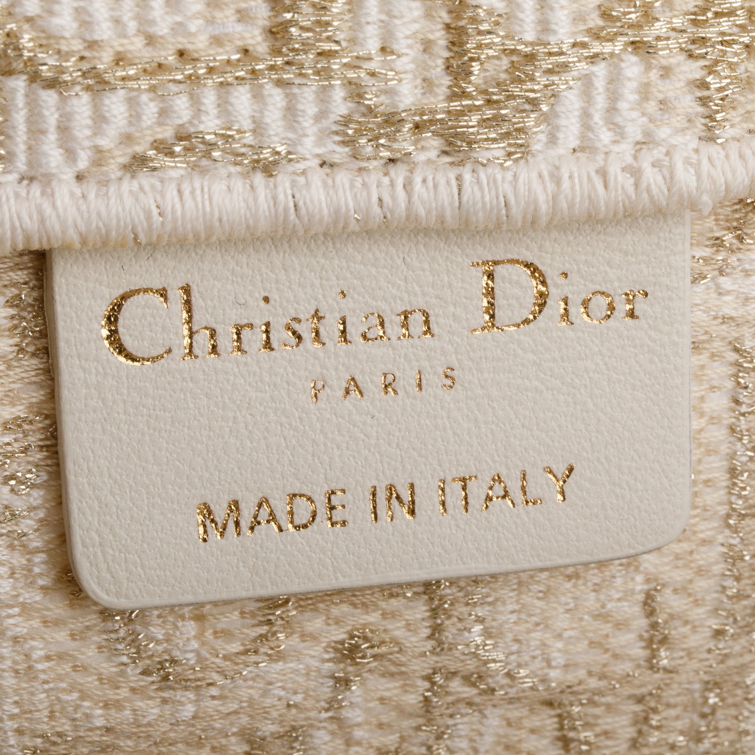 Christian Dior 2023 Gold Oblique Embroidery Medium Book Tote