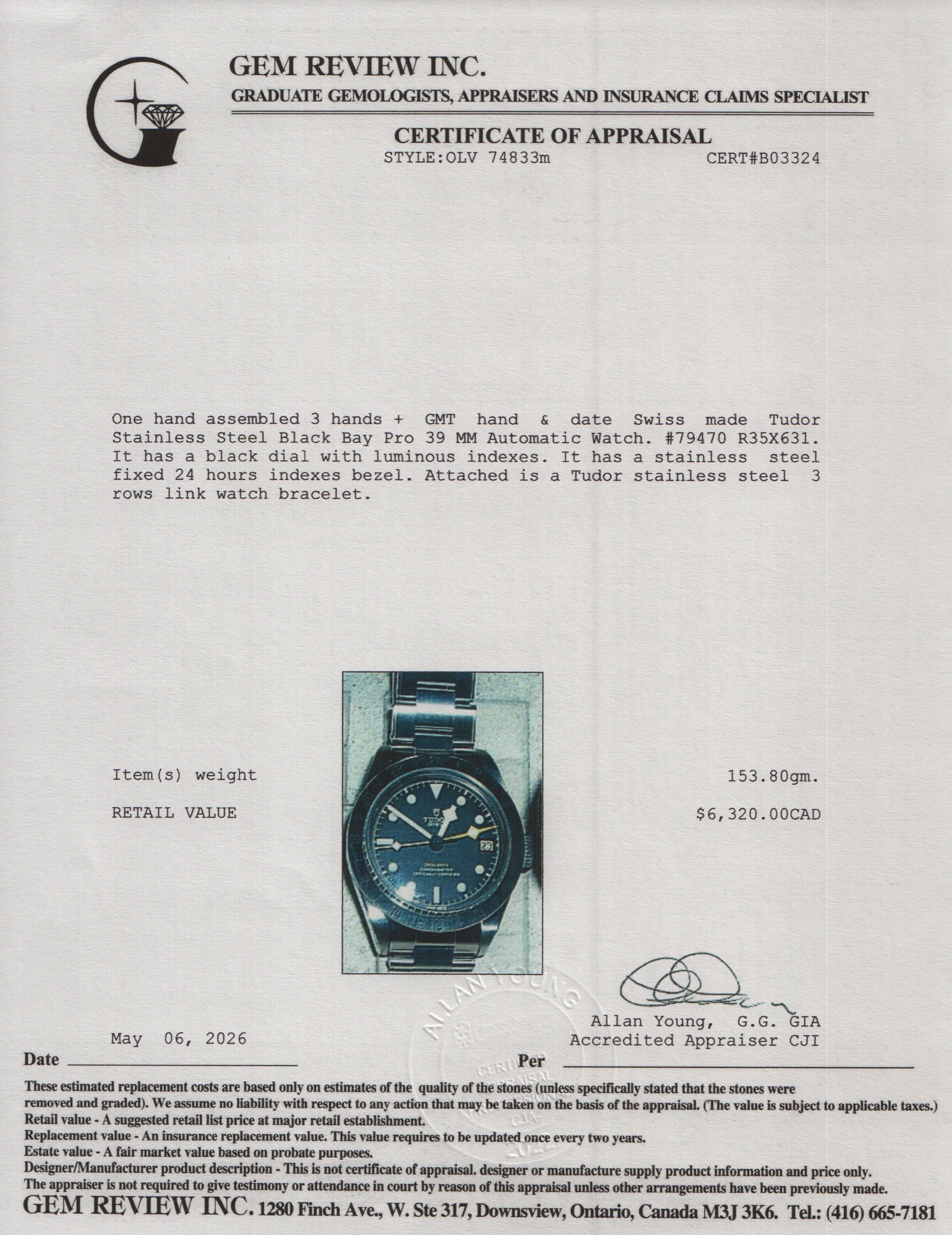 Tudor 2022 Stainless Steel Black Bay Pro 39 MM Automatic Watch Black Dial 79470 w/ Box & Papers