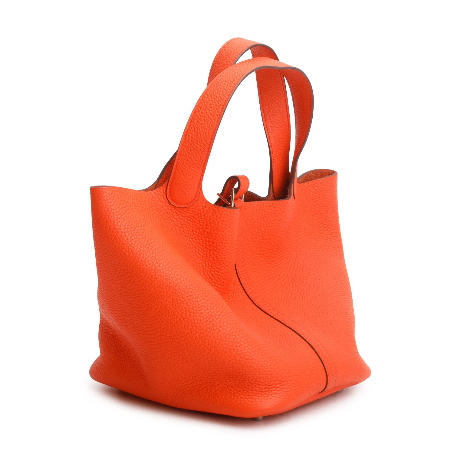 Hermes Burnt Orange Taurillon Clemence Picotin Lock 22 w/ Box