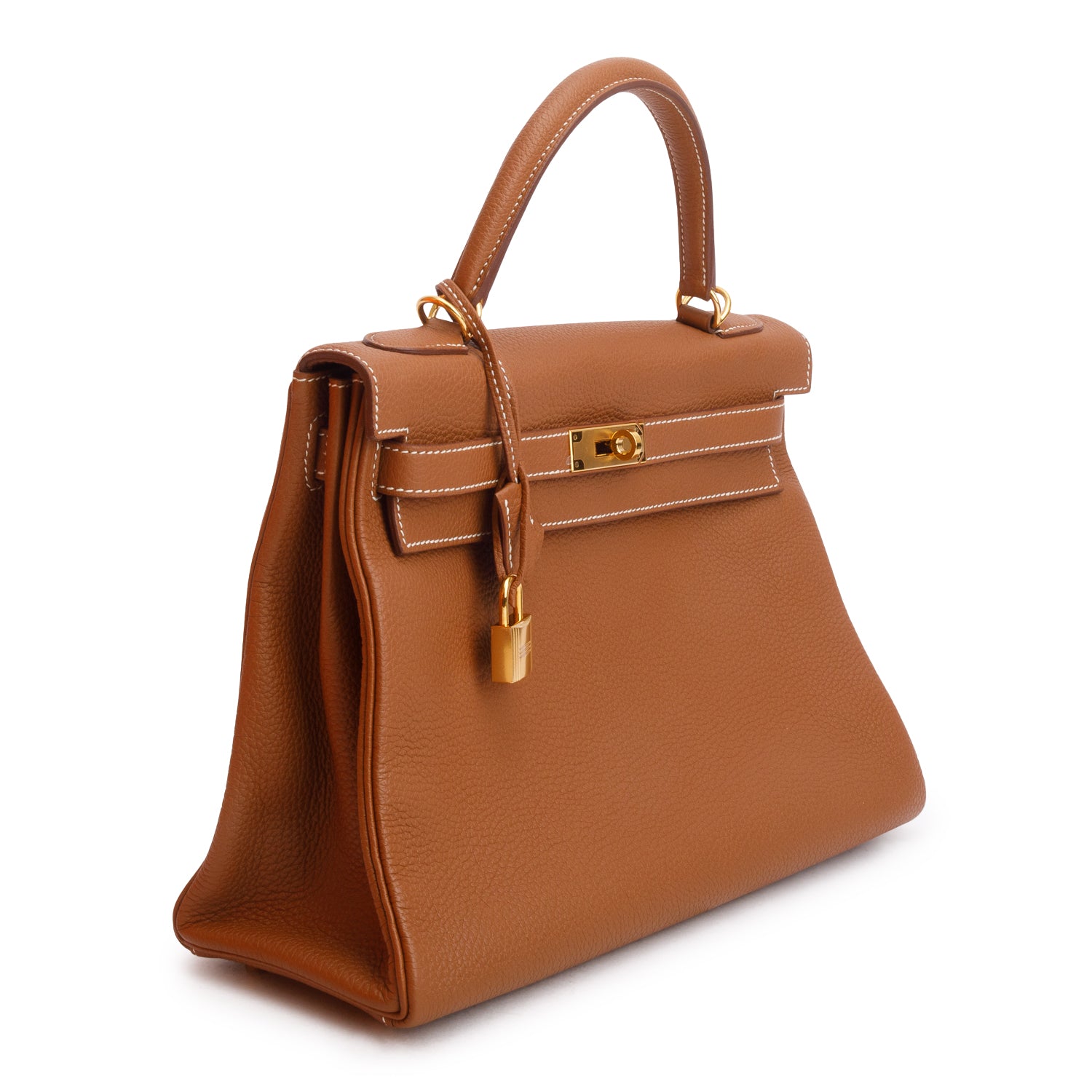 Hermes Gold Togo Kelly Retourne 32 w/ Box & Strap