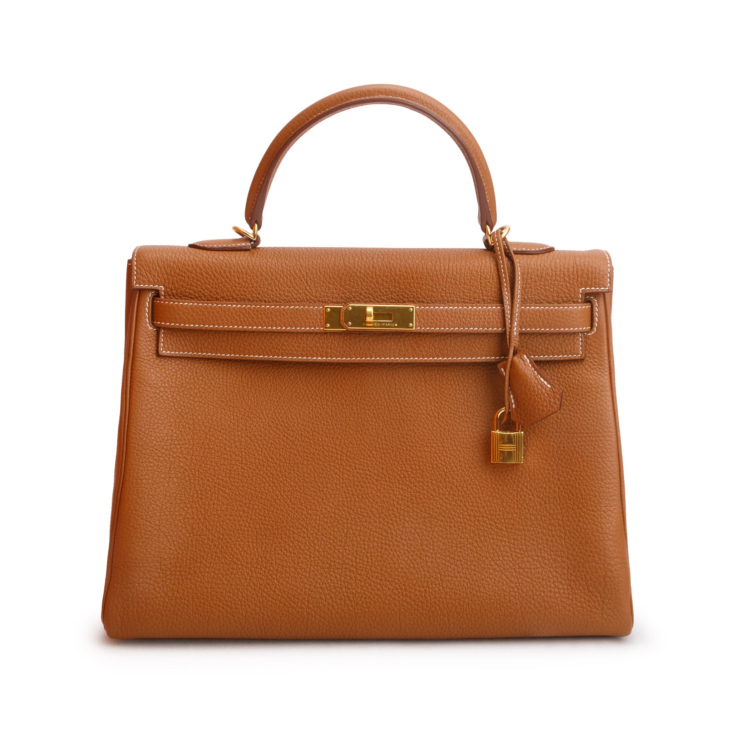 Hermes Gold Togo Kelly Retourne 35 w/ Box & Strap