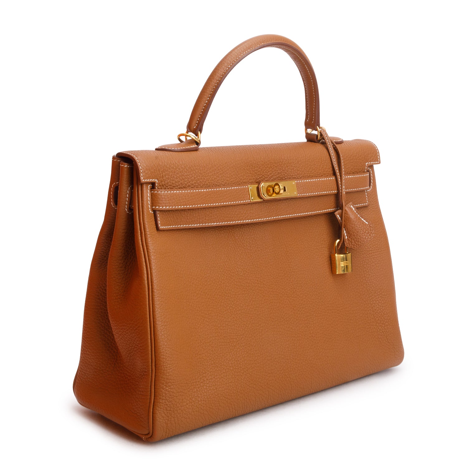 Hermes Gold Togo Kelly Retourne 35 w/ Box & Strap