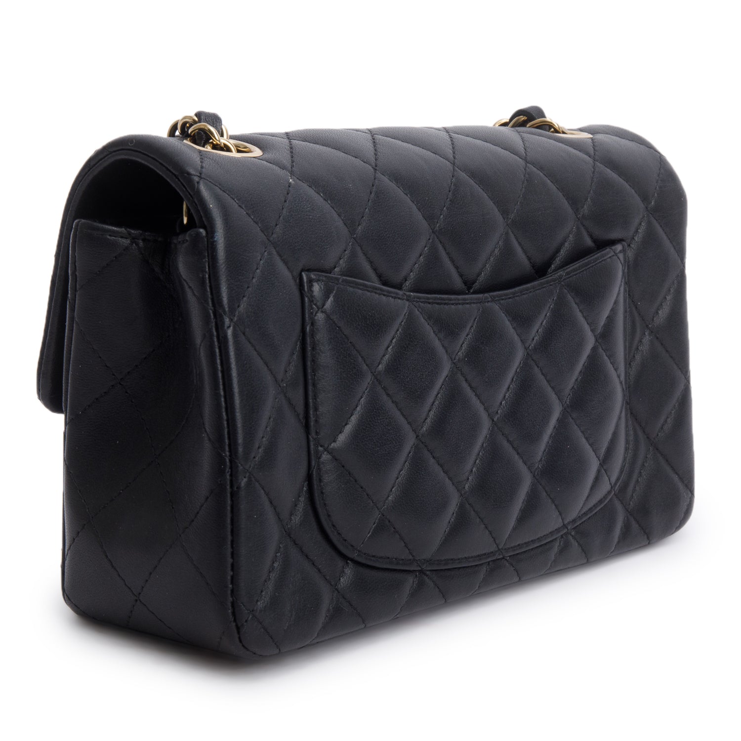 Chanel Black Lambskin Quilted Mini Rectangular Flap Bag w/ Box
