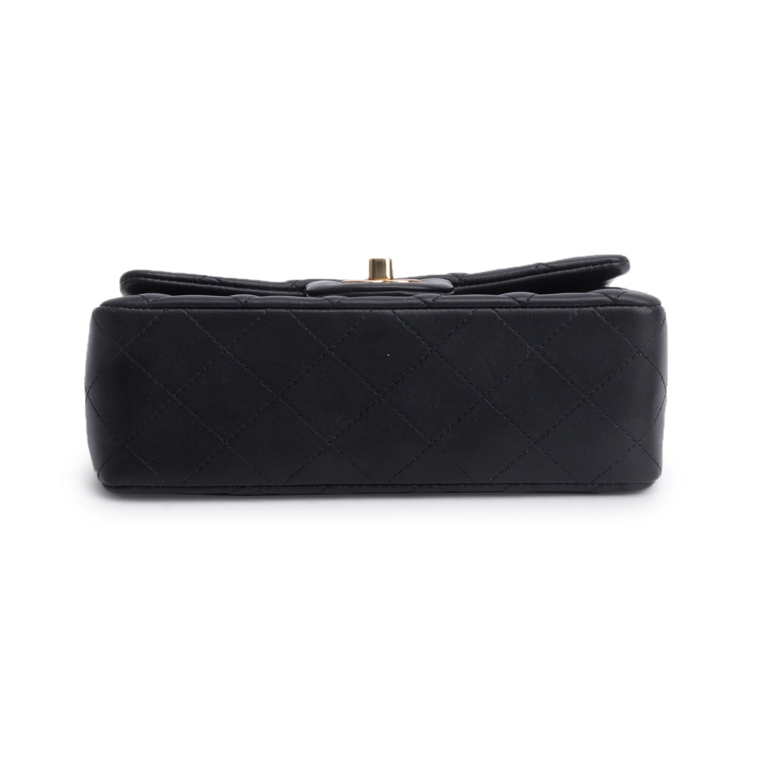 Chanel Black Lambskin Quilted Mini Rectangular Flap Bag w/ Box