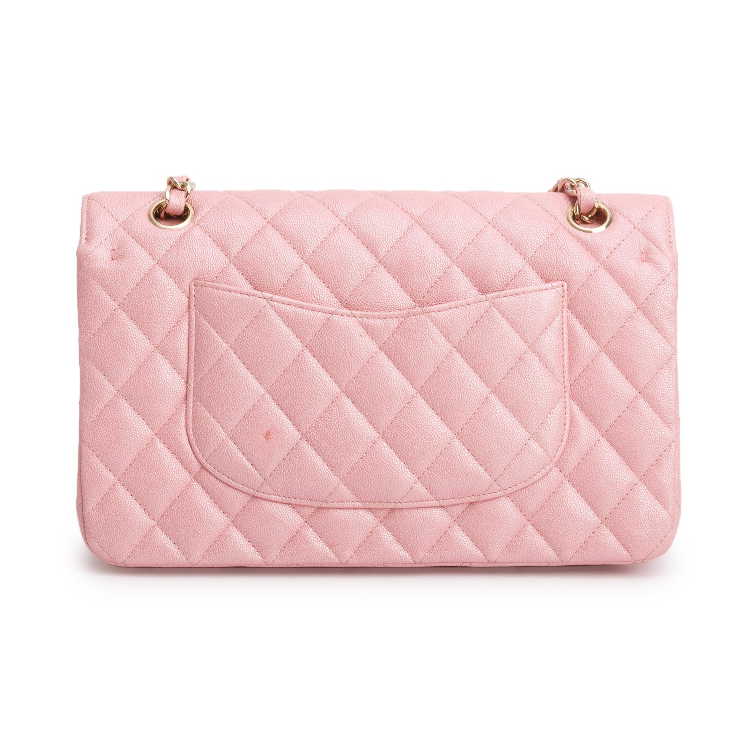 Chanel Pink Iridescent Caviar Leather Classic Medium Double Flap Bag w/ Box