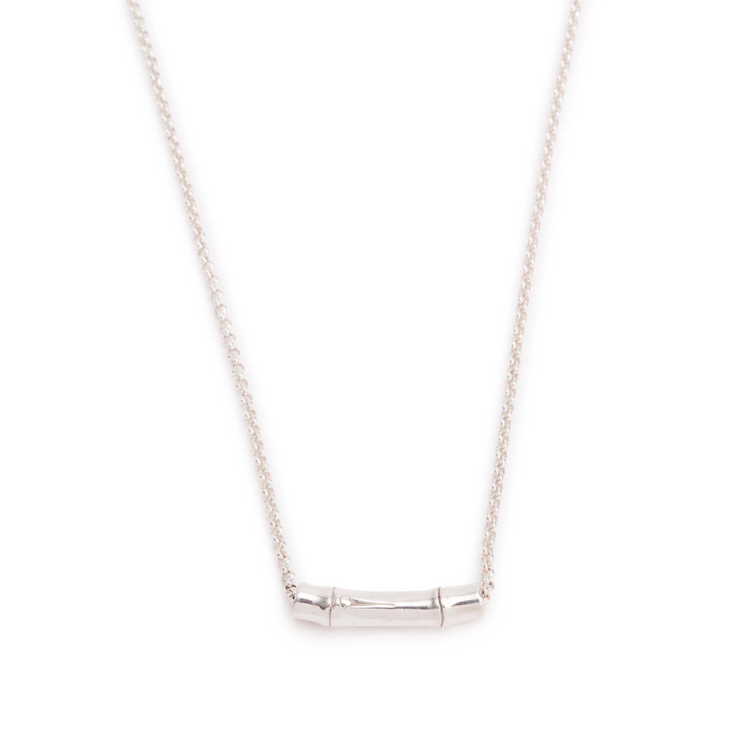 John Hardy Sterling Silver Bamboo Station Pendant Necklace