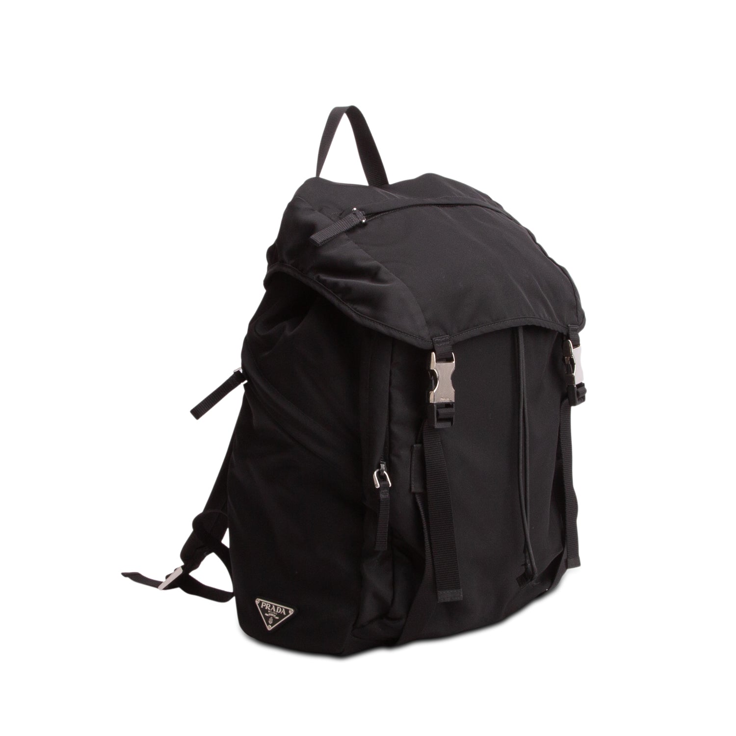 Prada Black Nylon Montagna Double Buckle Backpack w/ Authenticity Card