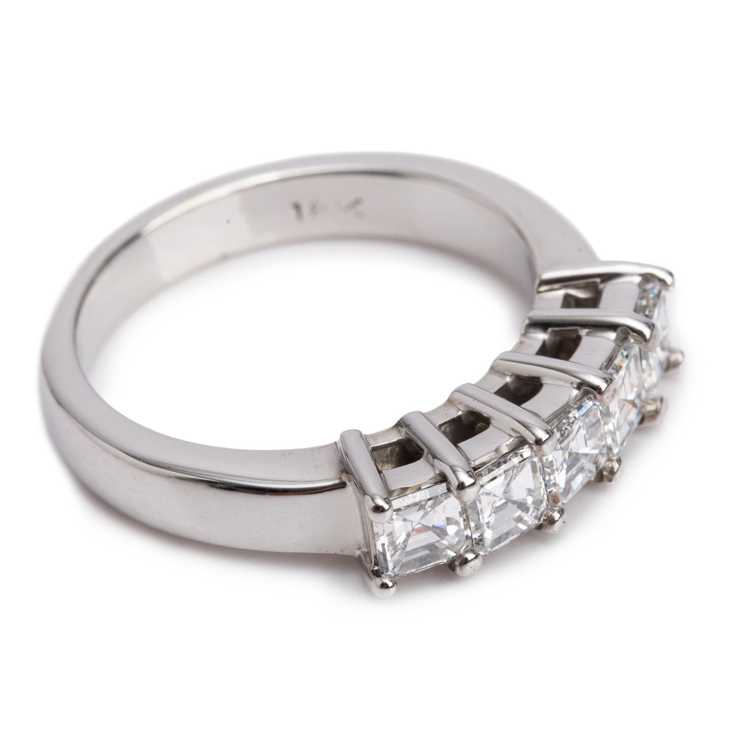 18k White Gold Five-Stone Diamond Band Ring, Size 5.75