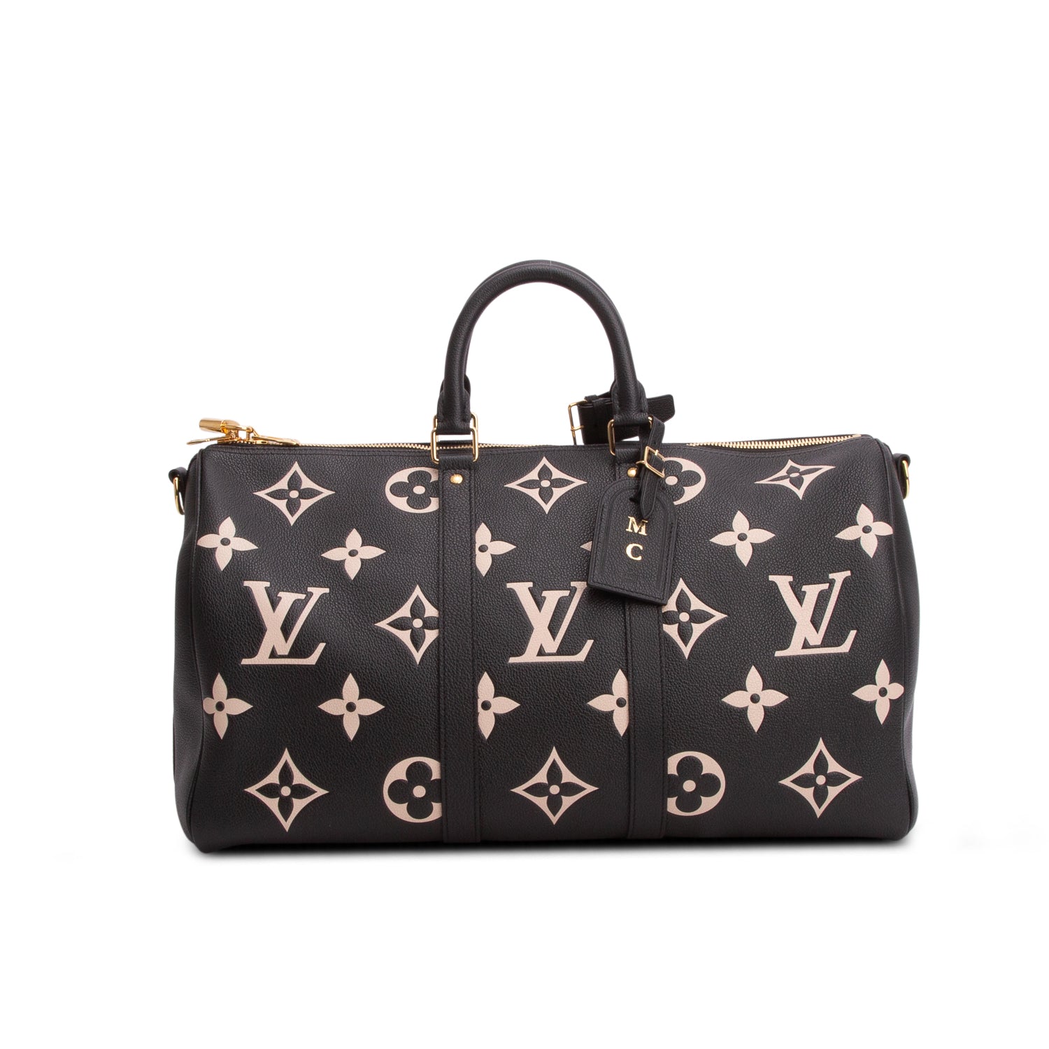 Louis Vuitton Black Empreinte Monogram Giant Keepall Bandouliere 45 w/ Strap