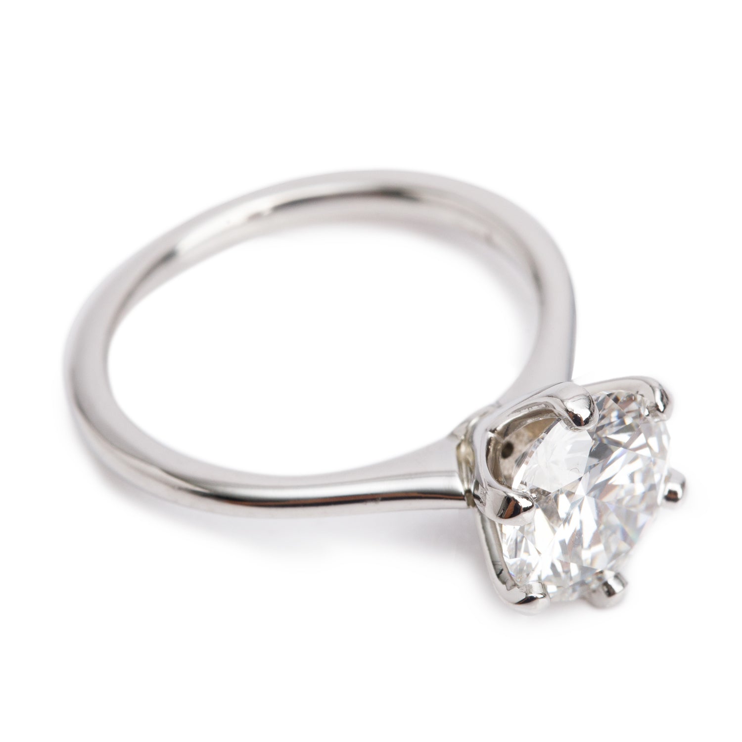 Platinum 2.08 ct. Round Cut Solitaire Diamond Engagement Ring, Size 5.25 w/ GIA Certificate