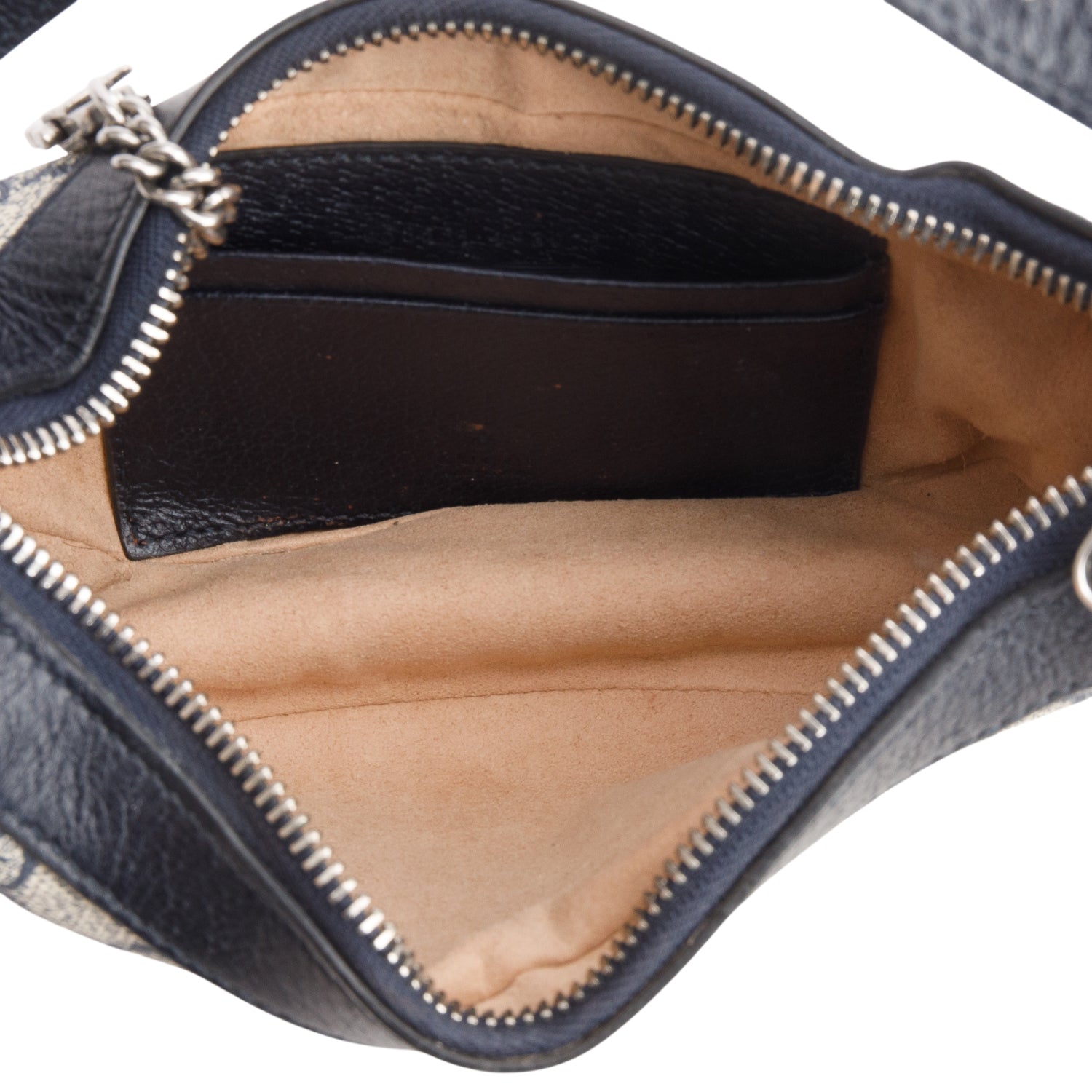 Gucci Navy GG Supreme Monogram Textured Calfskin Web Mini Ophidia Half Moon Hobo
