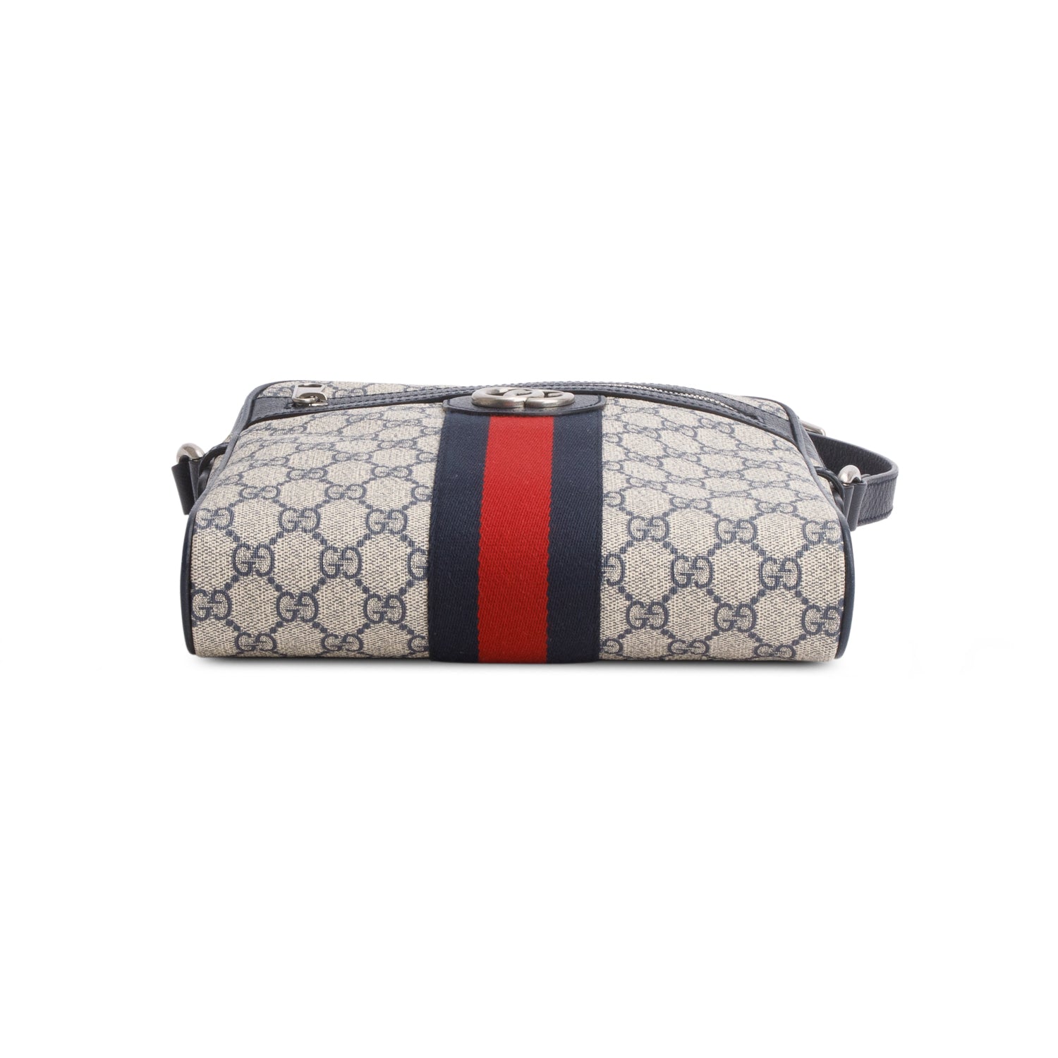 Gucci Navy GG Supreme Monogram Web Small Ophidia Messenger Bag