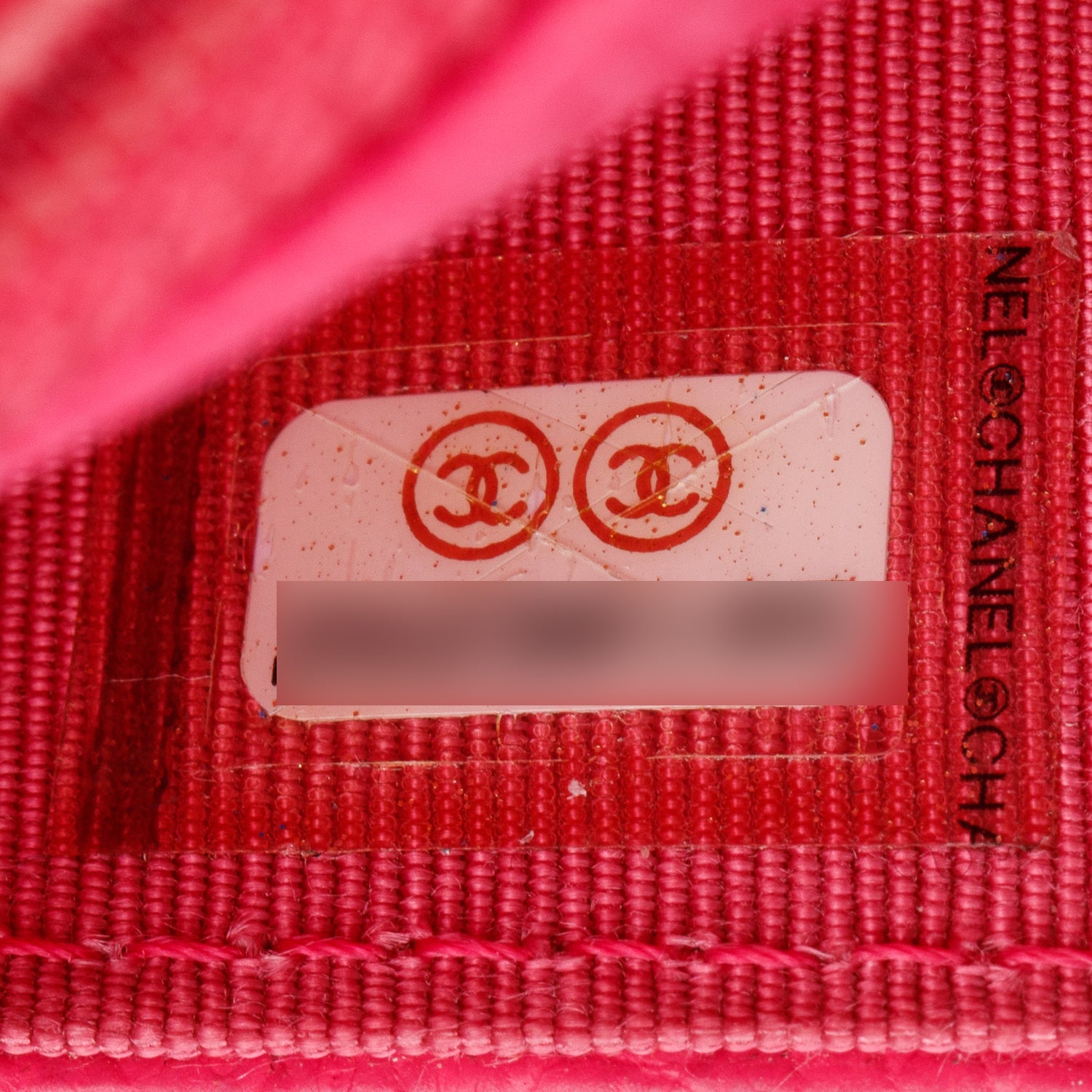 Chanel Pink Lizard Embossed Wallet on Chain