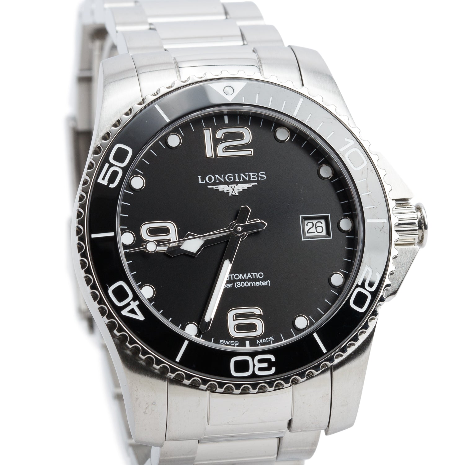 Longines 2025 Stainless Steel HydroConquest 41 MM Automatic Watch Black Dial w/ Box & Papers