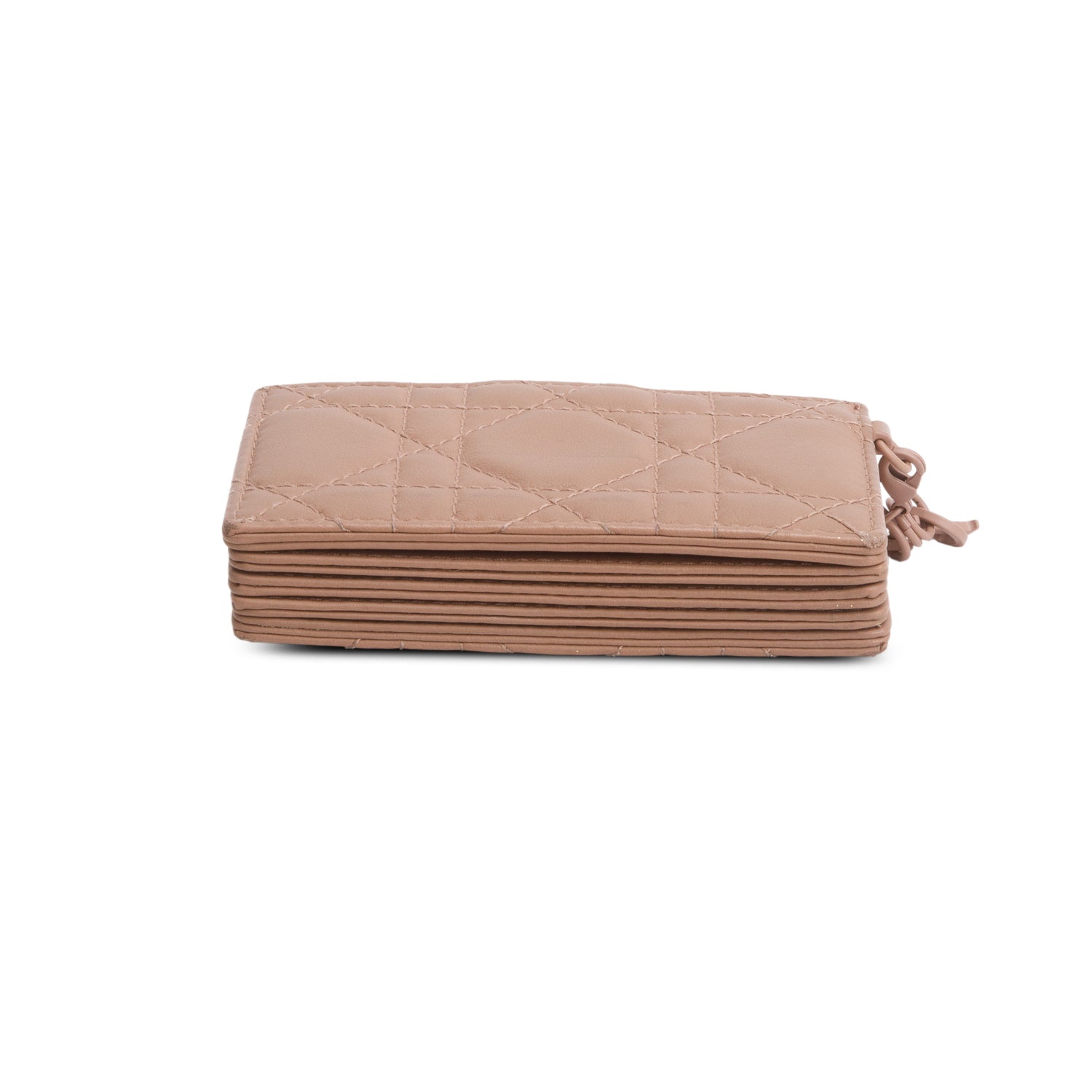 Christian Dior 2021 Brown Lambskin Cannage Monochrome Lady Dior Jasmine 5-Gusset Card Holder