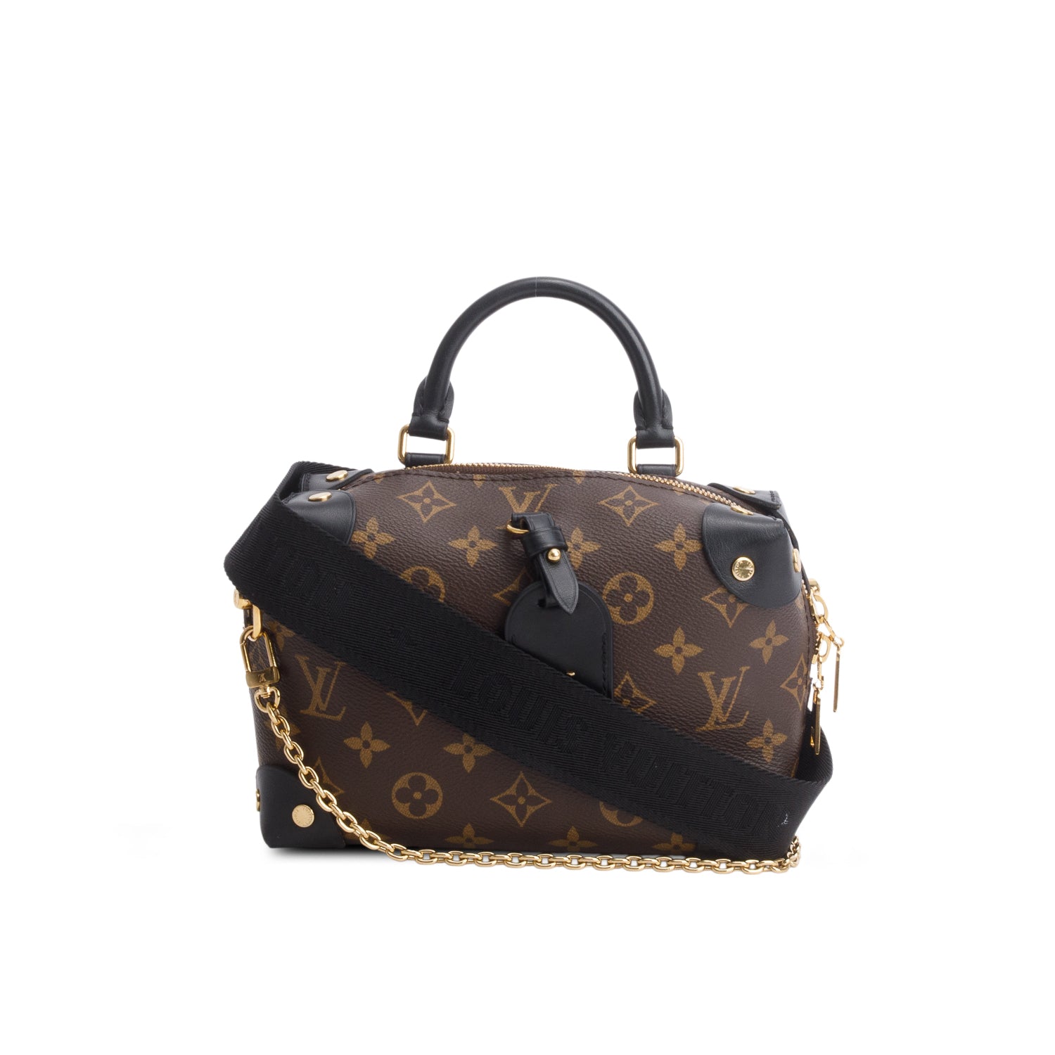 Louis Vuitton Monogram Black Calfskin Petite Malle Souple Bag w/ Straps