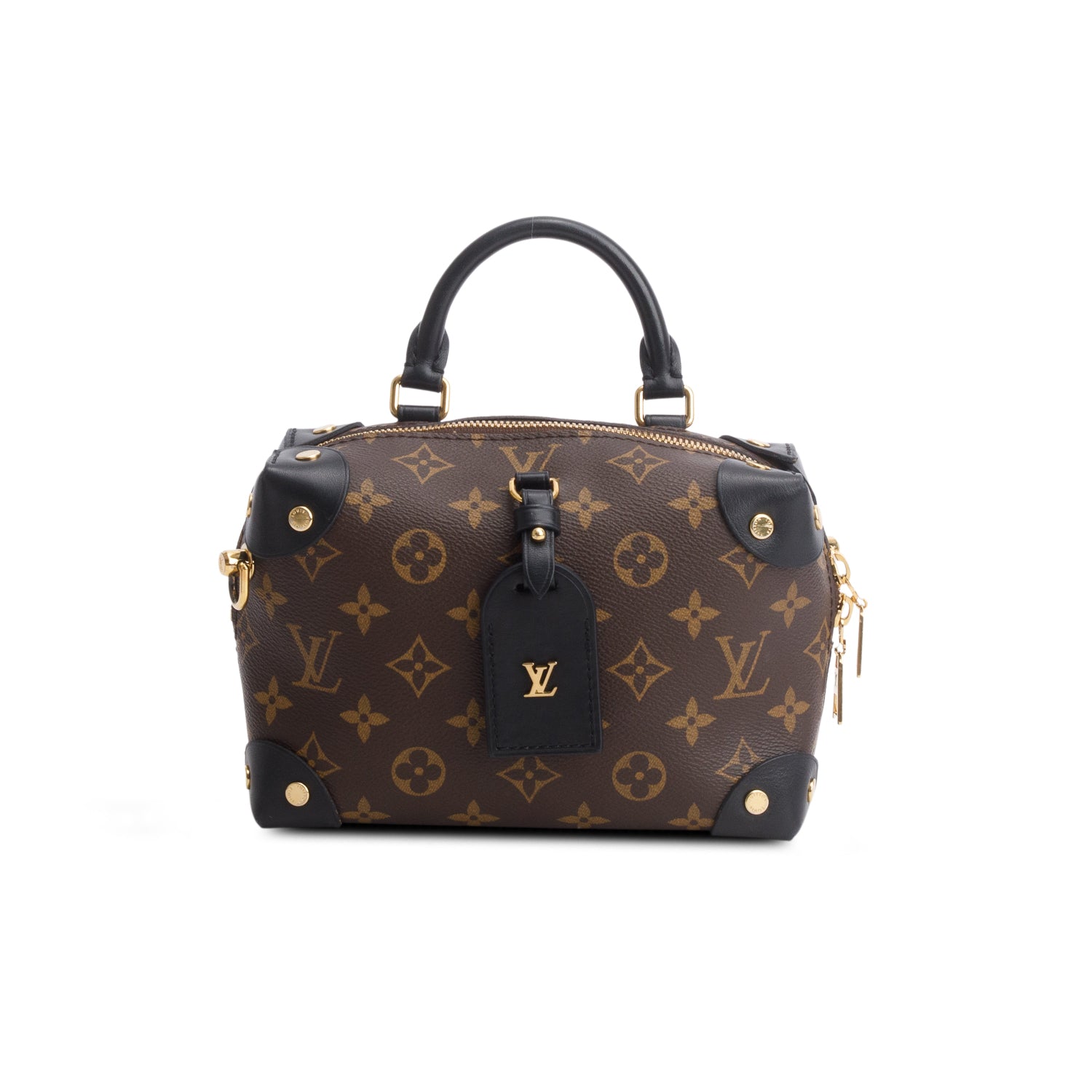 Louis Vuitton Monogram Black Calfskin Petite Malle Souple Bag w/ Straps