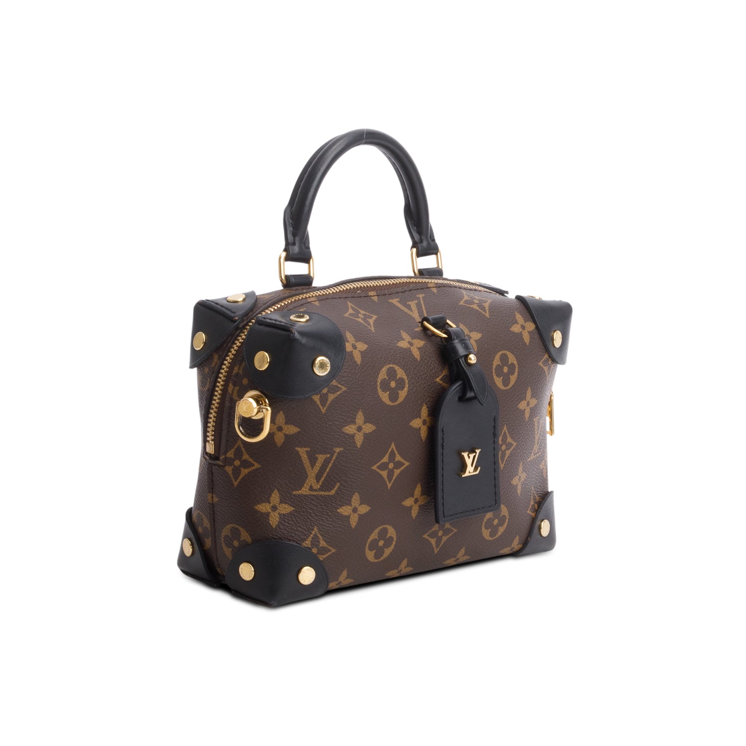 Louis Vuitton Monogram Black Calfskin Petite Malle Souple Bag w/ Straps