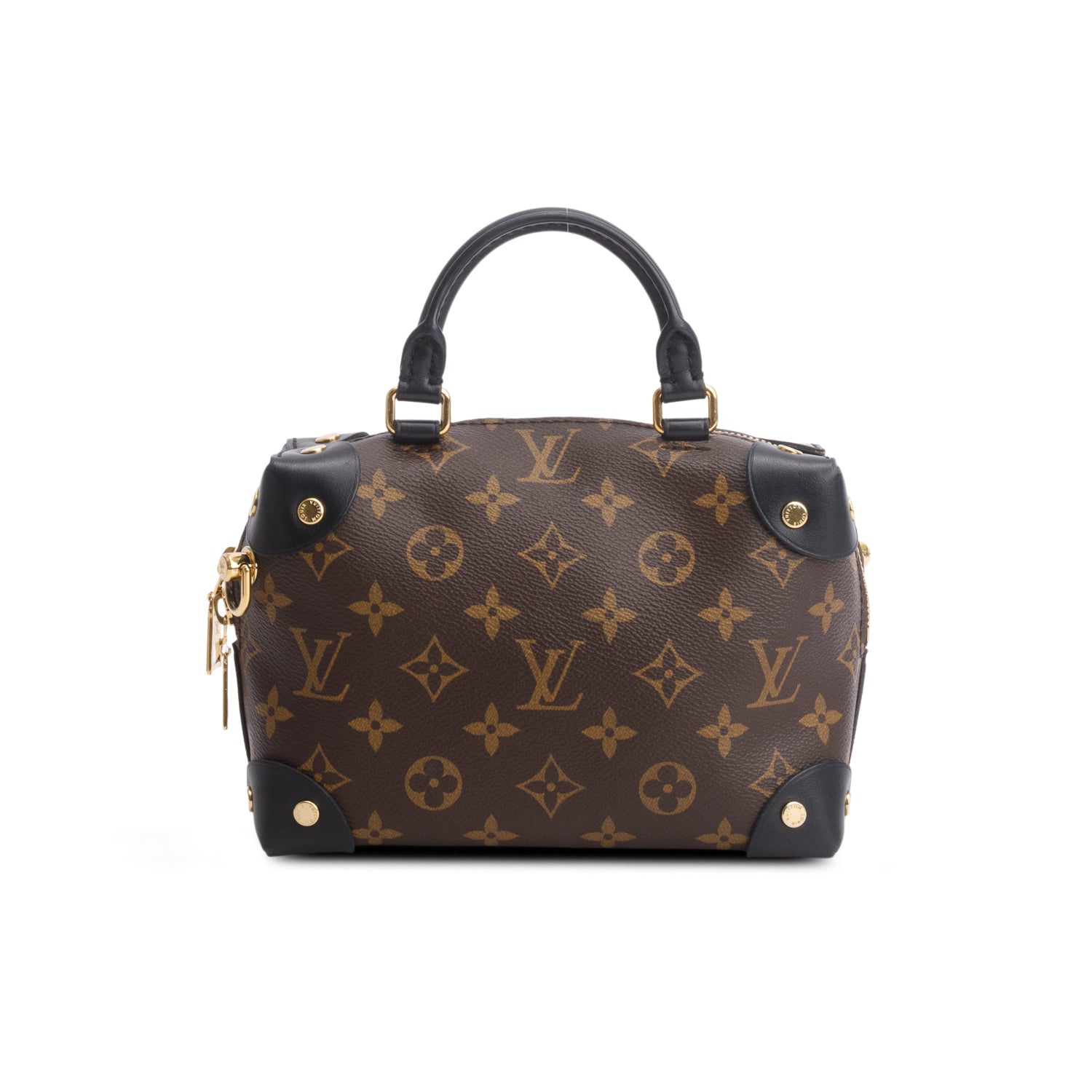 Louis Vuitton Monogram Black Calfskin Petite Malle Souple Bag w/ Straps