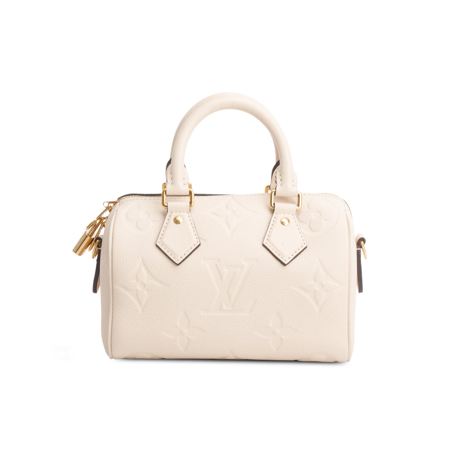 Louis Vuitton Cream Monogram Empreinte Leather Speedy Bandouliere 20 w/ Strap