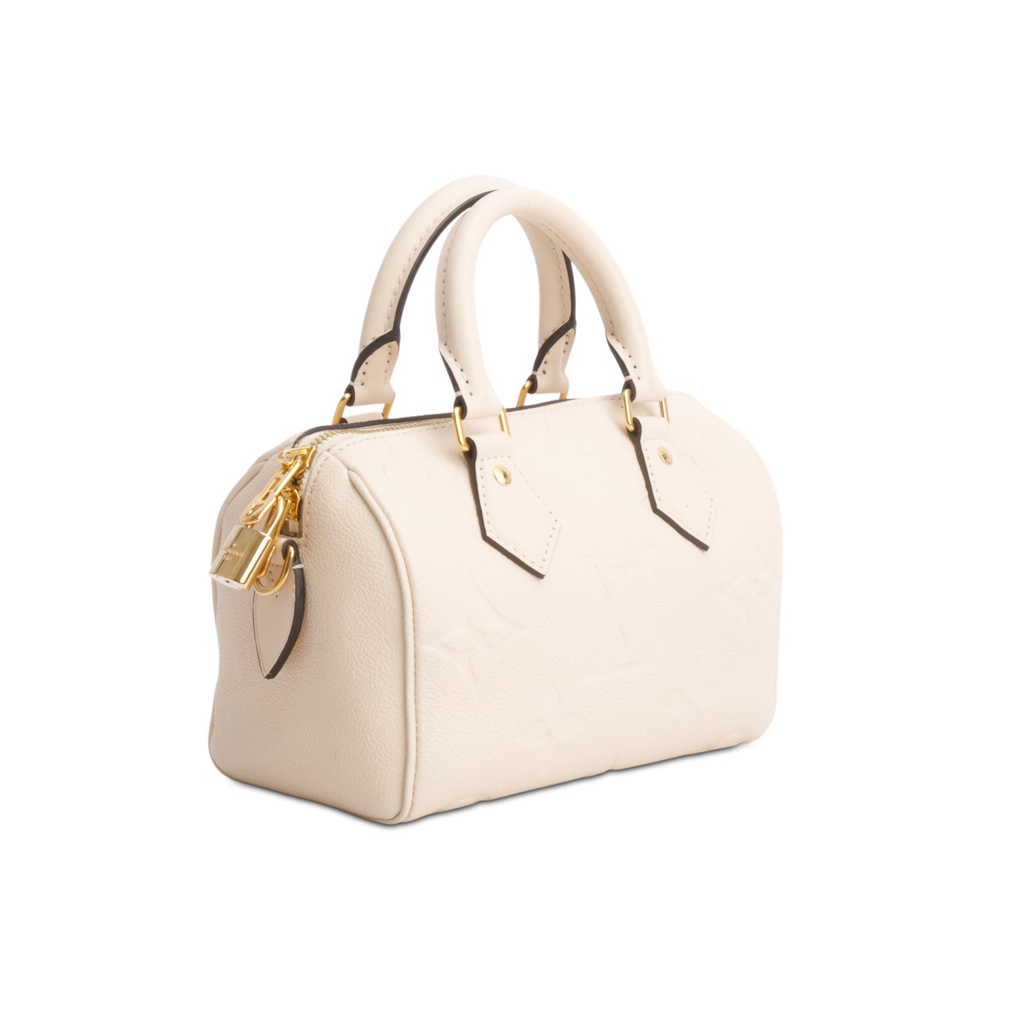 Louis Vuitton Cream Monogram Empreinte Leather Speedy Bandouliere 20 w/ Strap