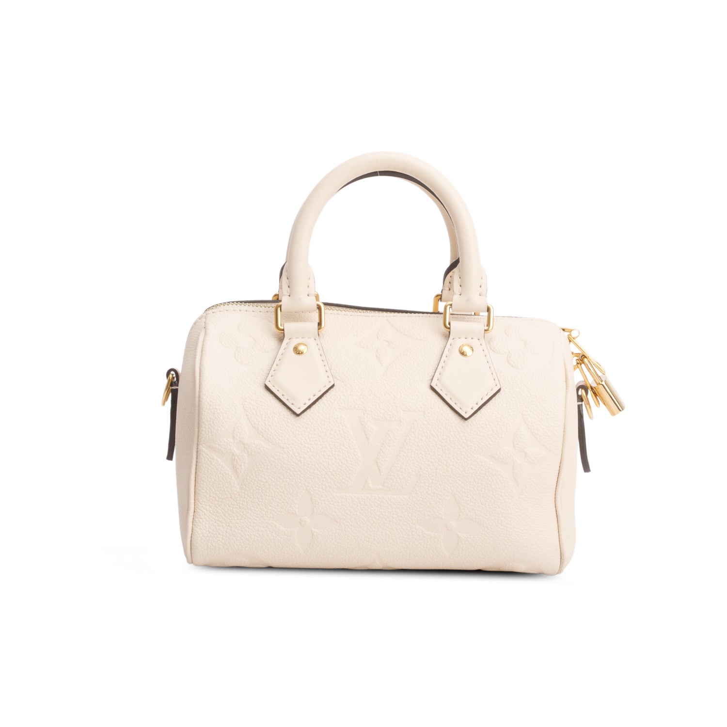 Louis Vuitton Cream Monogram Empreinte Leather Speedy Bandouliere 20 w/ Strap