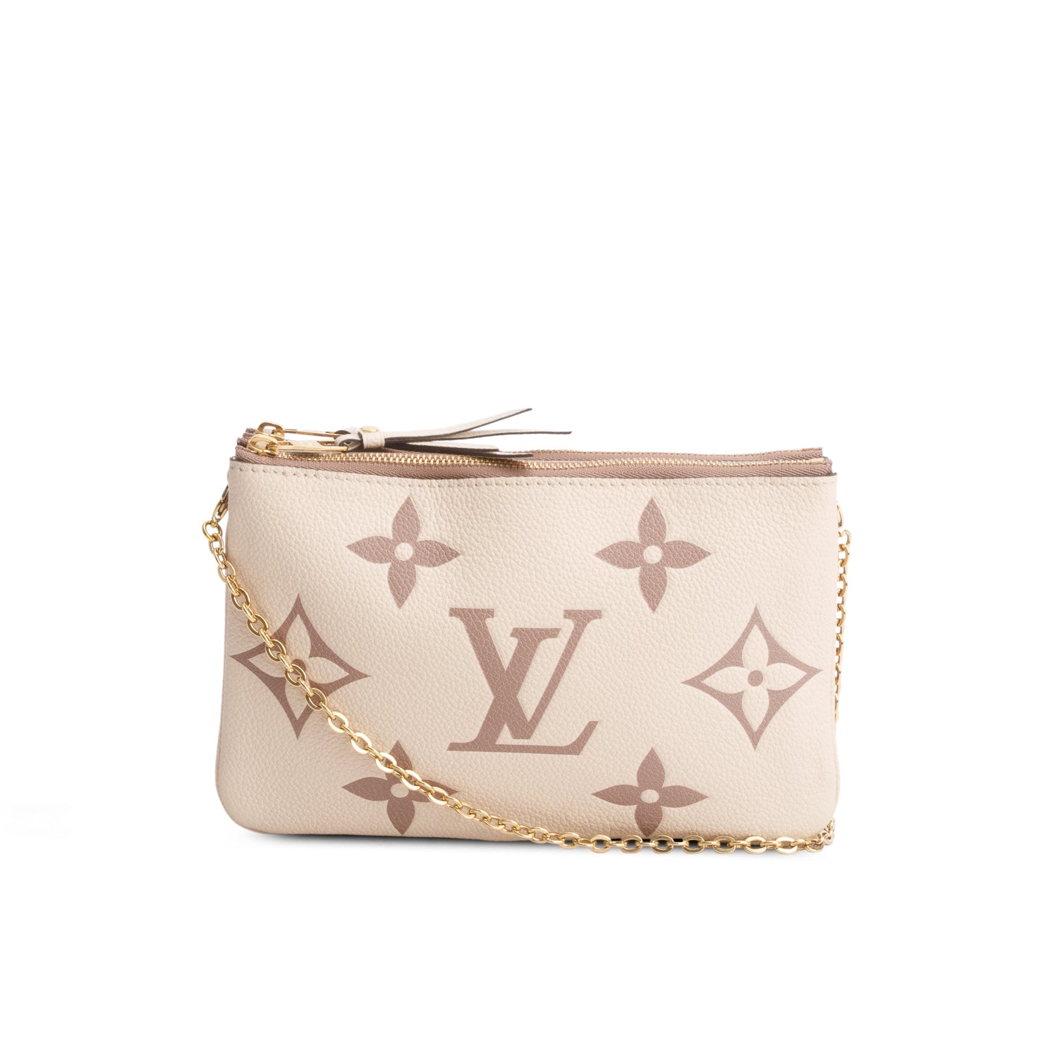 Louis Vuitton 2021 Cream Empreinte Monogram Giant Double Zip Pochette w/ Box & Receipt