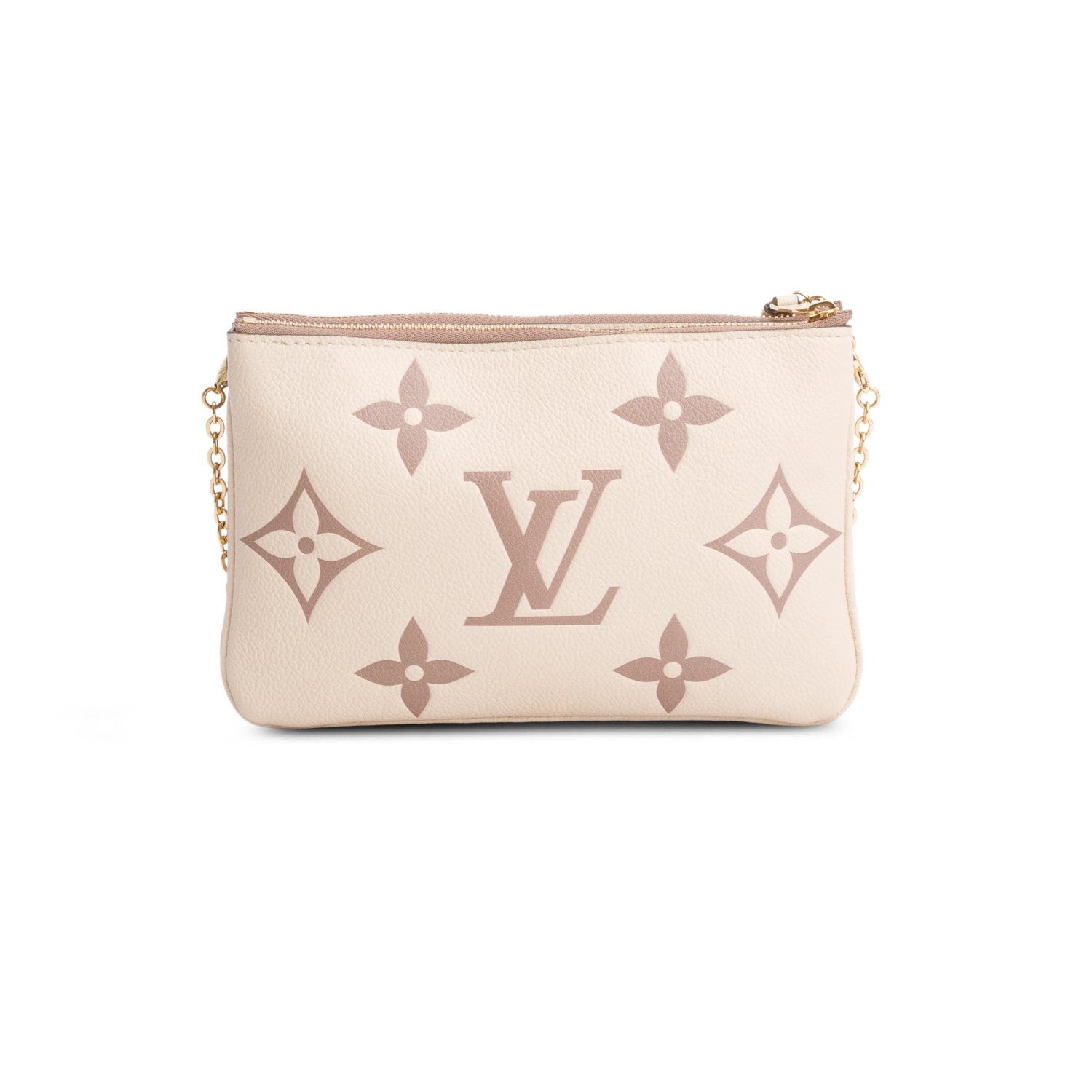 Louis Vuitton 2021 Cream Empreinte Monogram Giant Double Zip Pochette w/ Box & Receipt