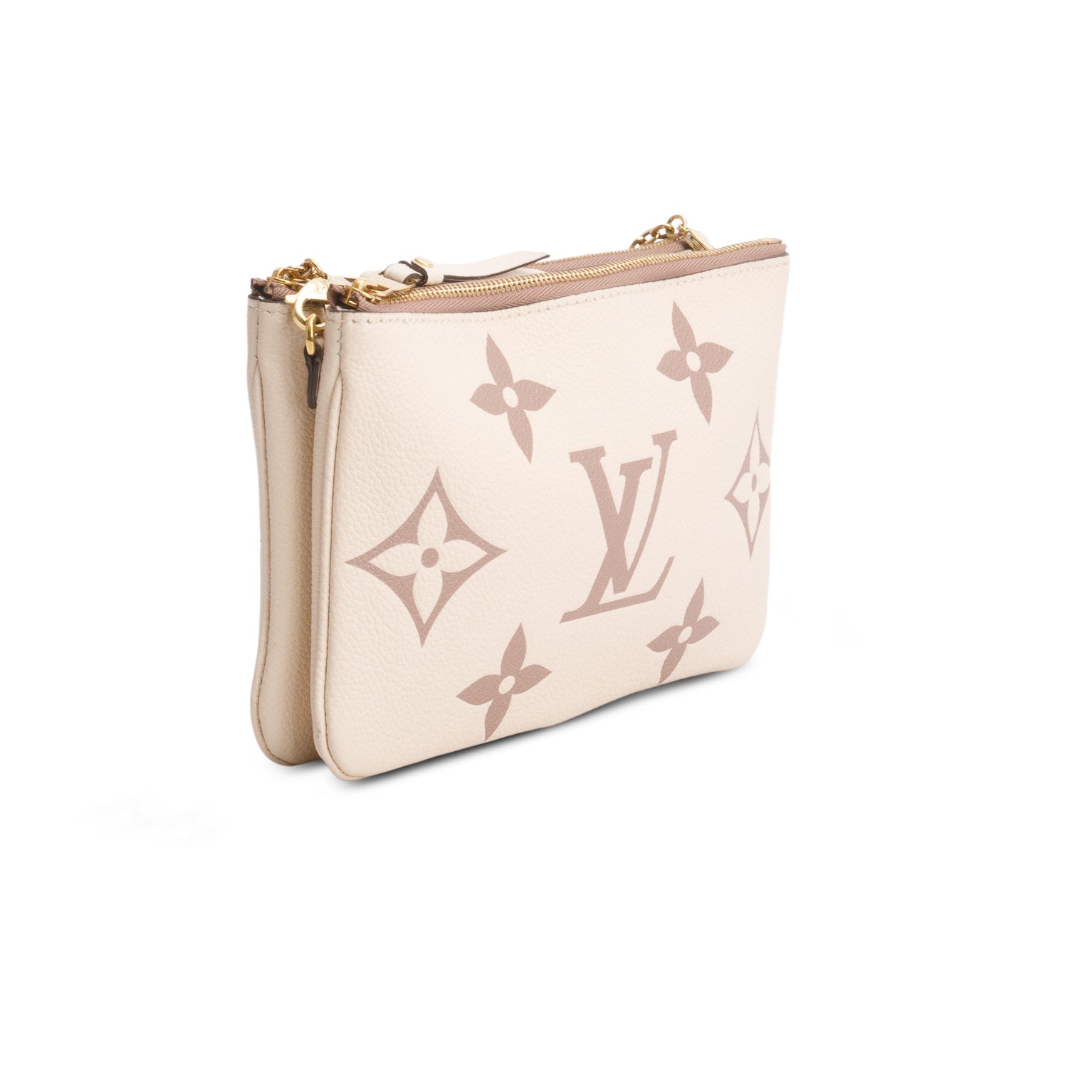 Louis Vuitton 2021 Cream Empreinte Monogram Giant Double Zip Pochette w/ Box & Receipt