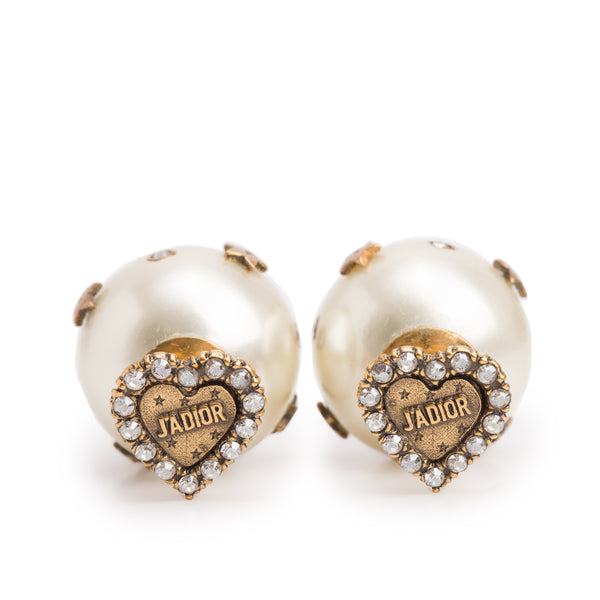 Christian Dior Antique Gold-Tone Metal Crystal Heart Mise En Dior