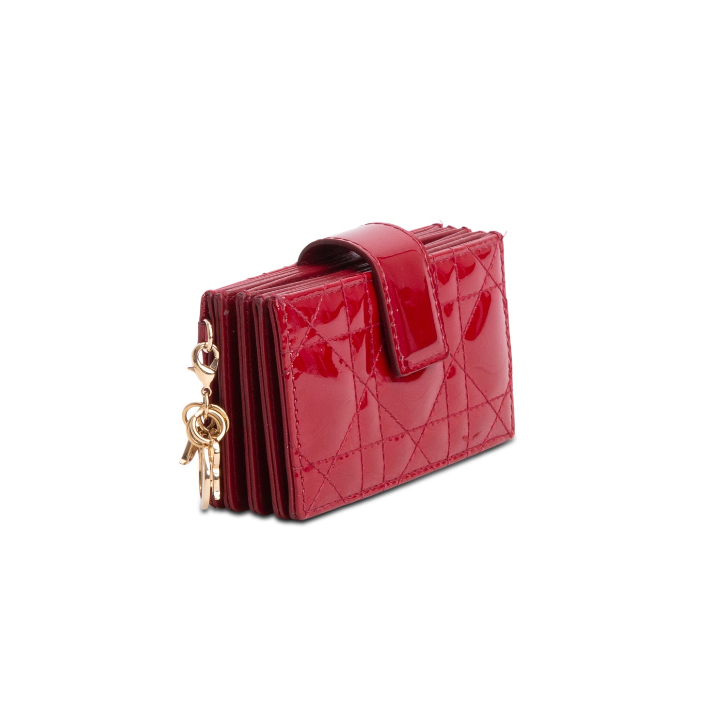 Christian Dior 2021 Red Patent Leather Cannage Monochrome Lady Dior Jasmine 5-Gusset Card Holder