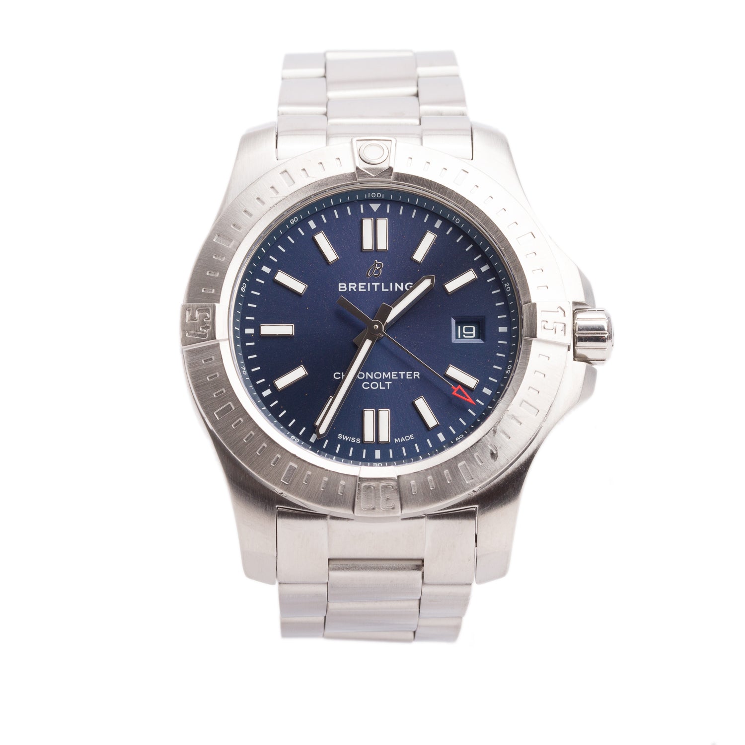 Breitling Stainless Steel Chronomat Colt 44 MM Automatic Watch Blue Dial A17388 w/ Case