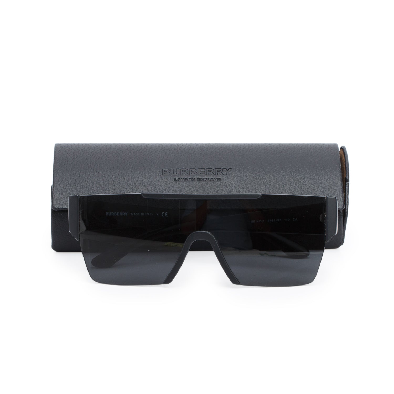 Burberry BE4291 Matte Black Shield Rectangle Sunglasses w/ Case