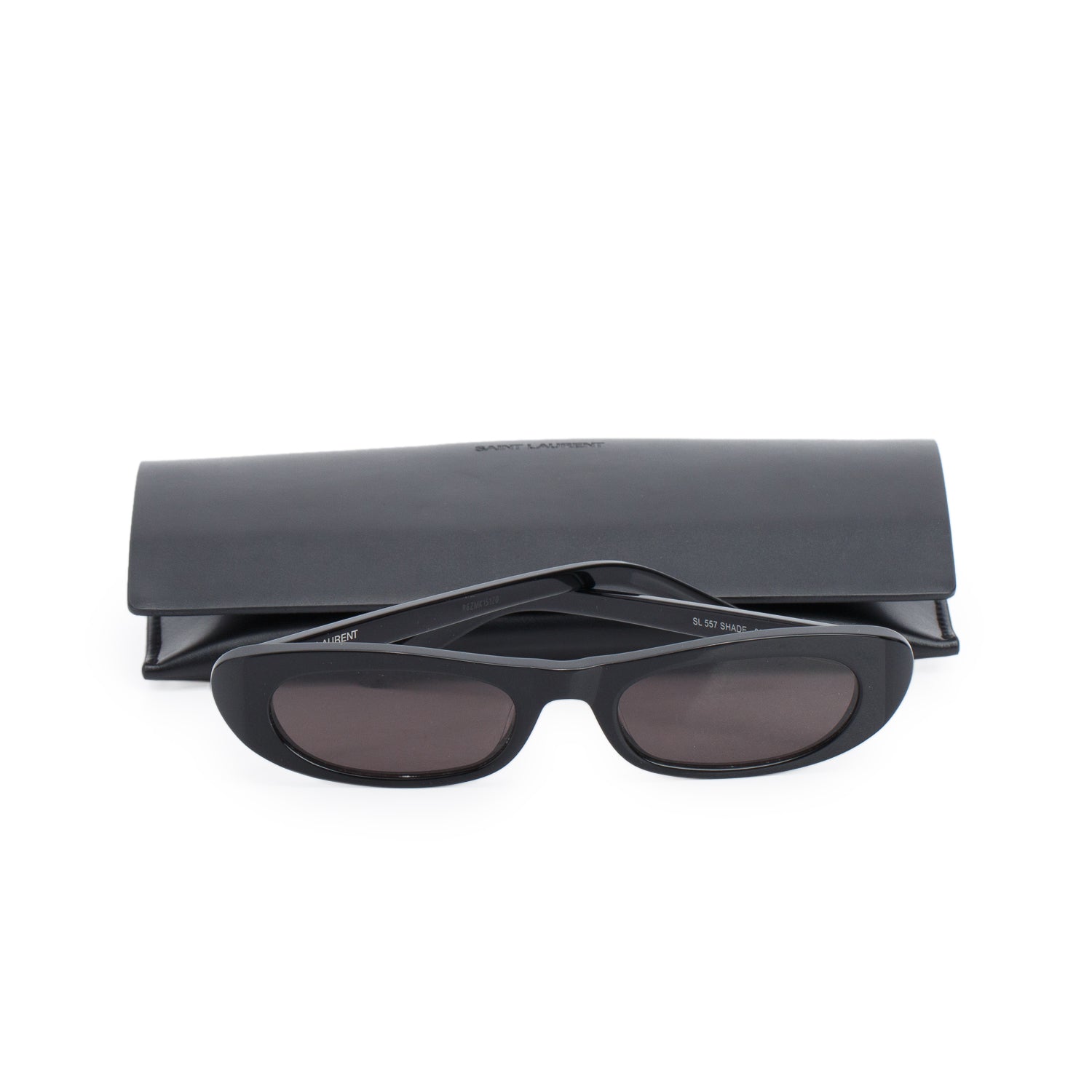 Saint Laurent SL 557 Black Acetate Narrow Cat Eye Sunglasses w/ Case