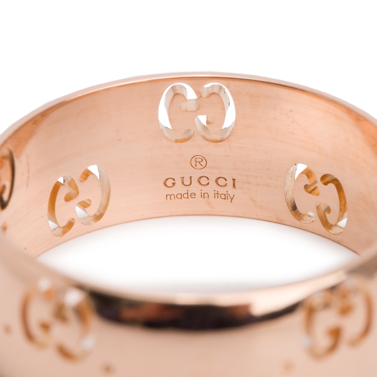 Gucci 18k Yellow Gold Icon 8 MM GG Wide Band Ring, Size 22 9.5 w/ Box