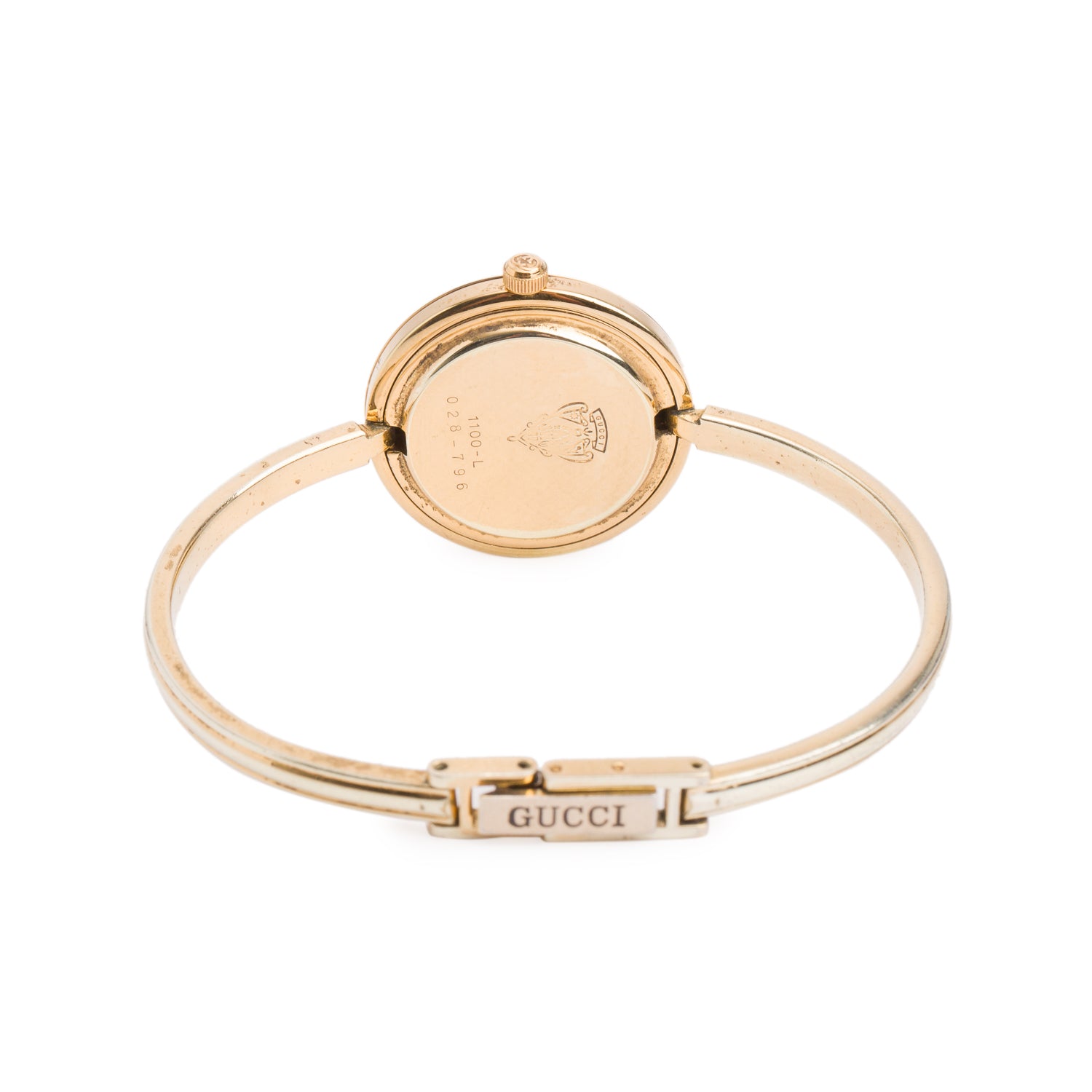 Gucci Gold Plated Stainless Steel 1100 Series 26 MM Watch White Dial w/ Box & 12 Multicolour Bezels